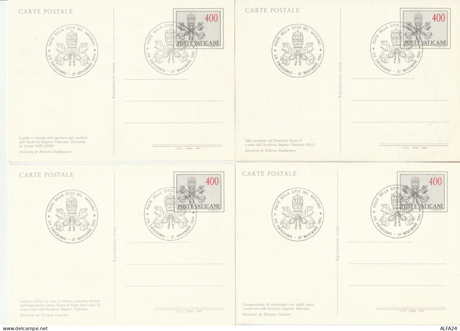 SERIE 5 INTERI POSTALI VATICANO FDC ARCHIVIO SEGRETO (MX336 - Ganzsachen