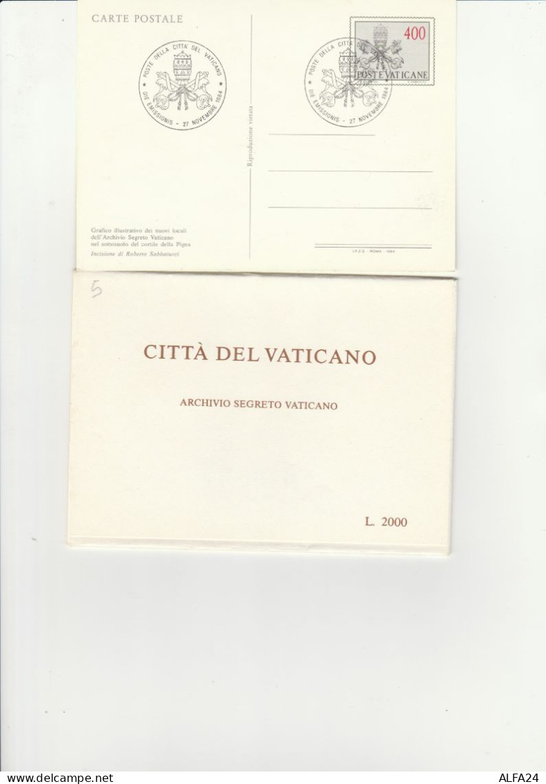 SERIE 5 INTERI POSTALI VATICANO FDC ARCHIVIO SEGRETO (MX336 - Postal Stationeries