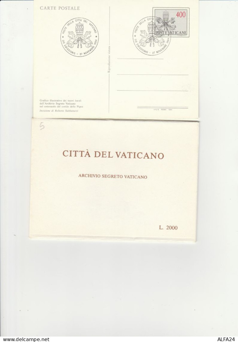 SERIE 5 INTERI POSTALI VATICANO FDC ARCHIVIO SEGRETO (MX336 - Entiers Postaux