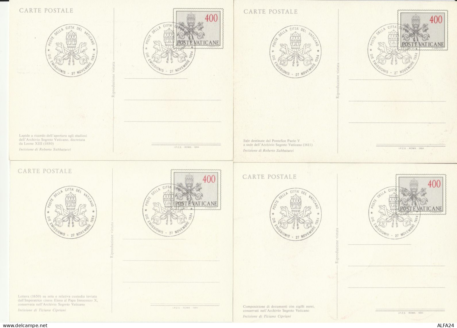 SERIE 5 INTERI POSTALI VATICANO FDC ARCHIVIO SEGRETO (MX335 - Entiers Postaux