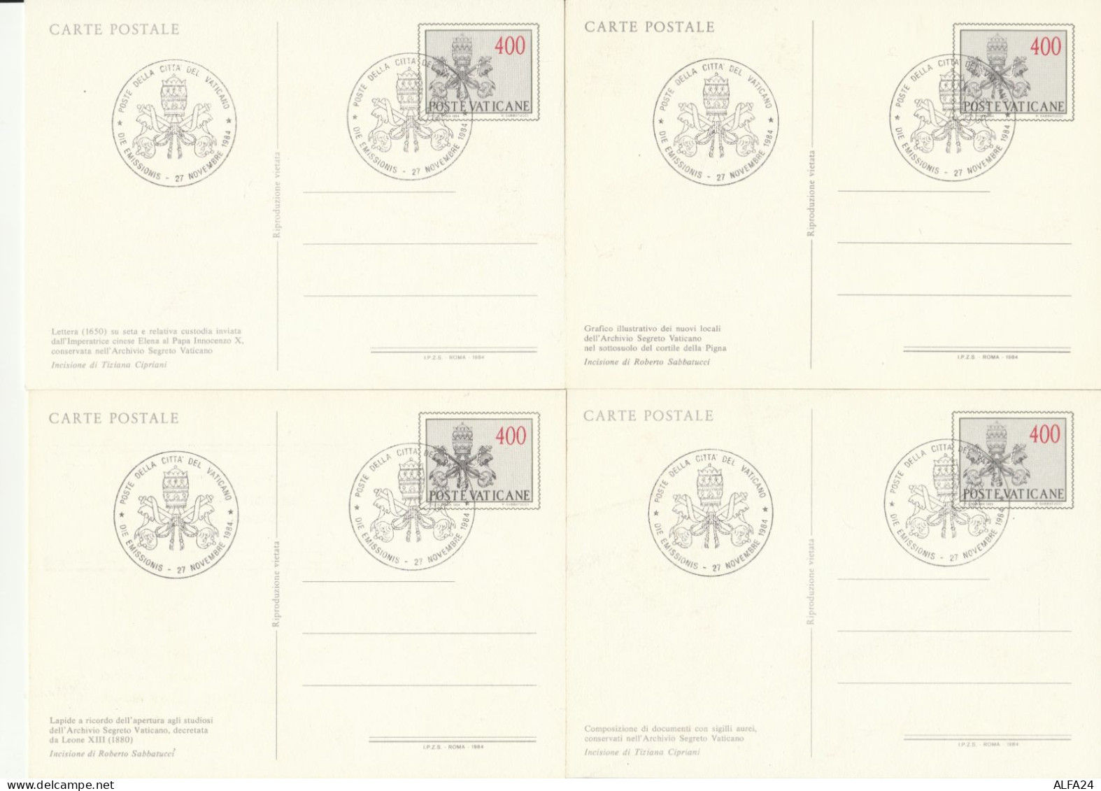 SERIE 5 INTERI POSTALI VATICANO FDC ARCHIVIO SEGRETO (MX334 - Entiers Postaux