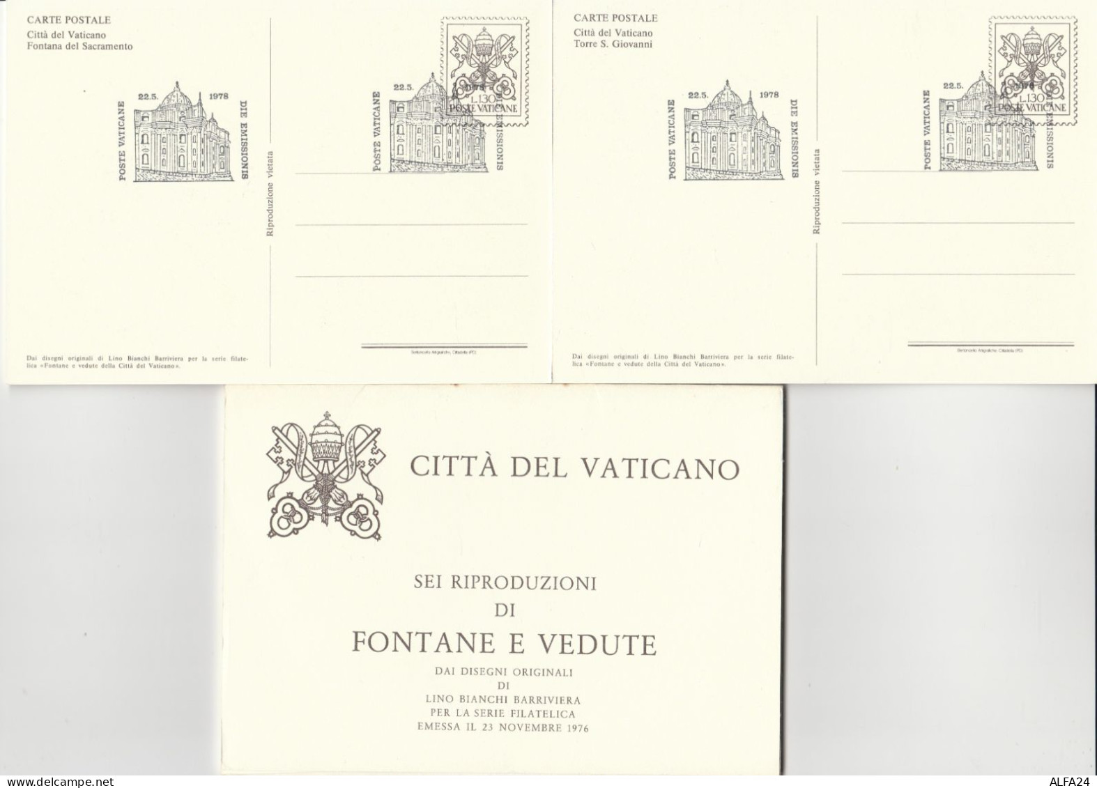 SERIE 6 INTERI POSTALI VATICANO FDC FONTANE E VEDUTE (MX328 - Entiers Postaux