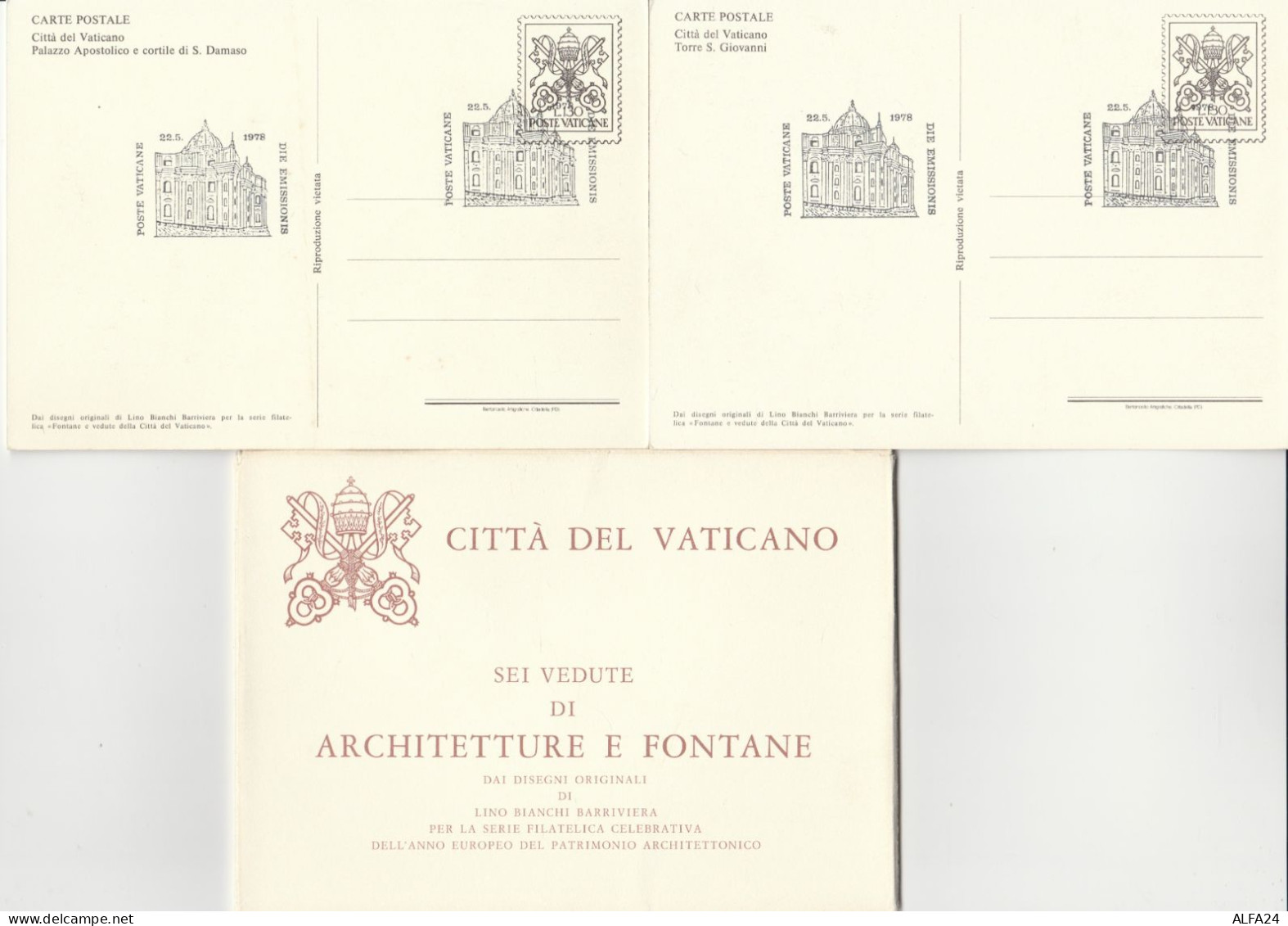 SERIE 6 INTERI POSTALI VATICANO FDC ARCHITETTURE E FONTANE (MX327 - Postwaardestukken