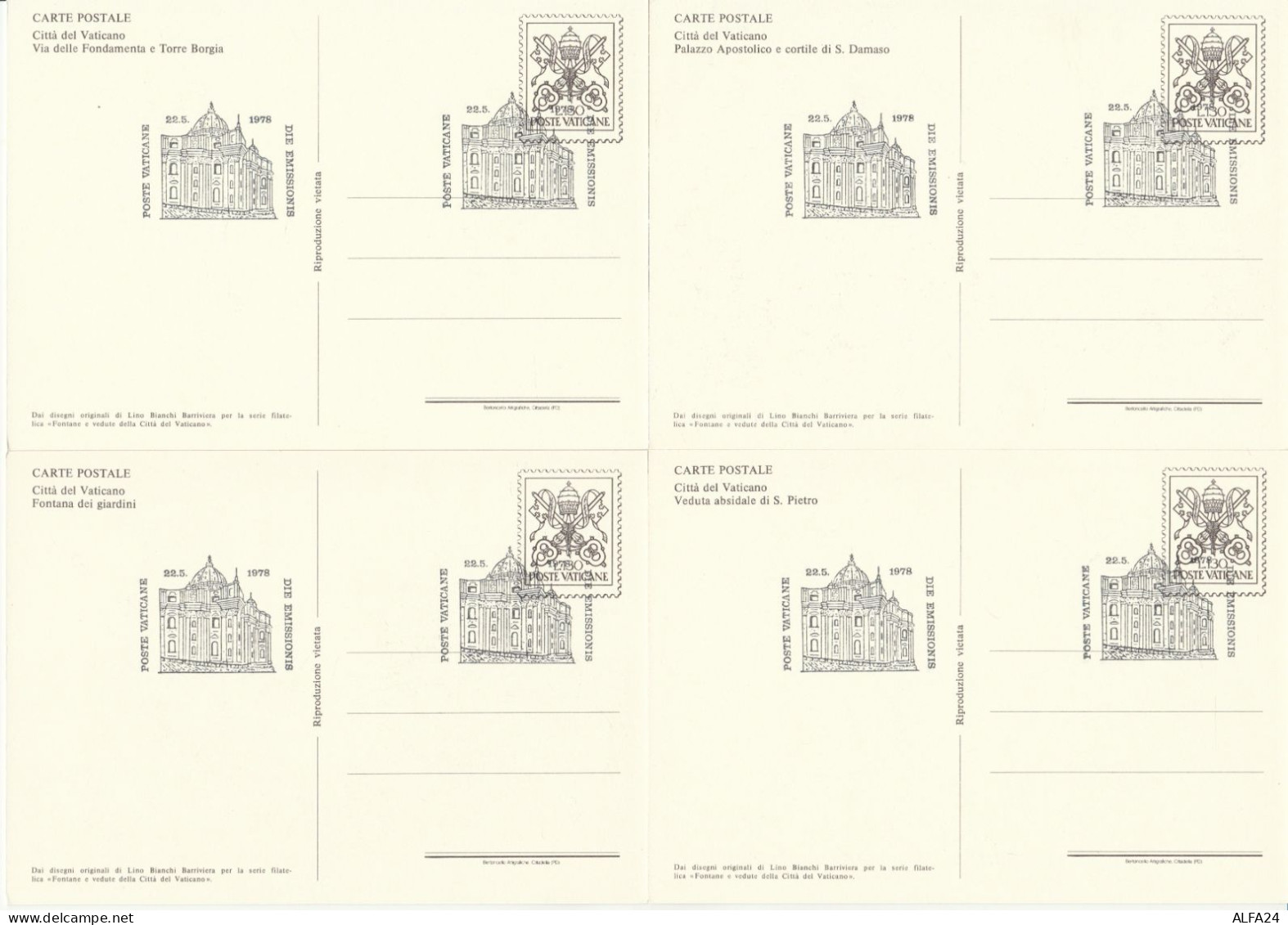 SERIE 6 INTERI POSTALI VATICANO FDC FONTANE E VEDUTE (MX329 - Postal Stationeries