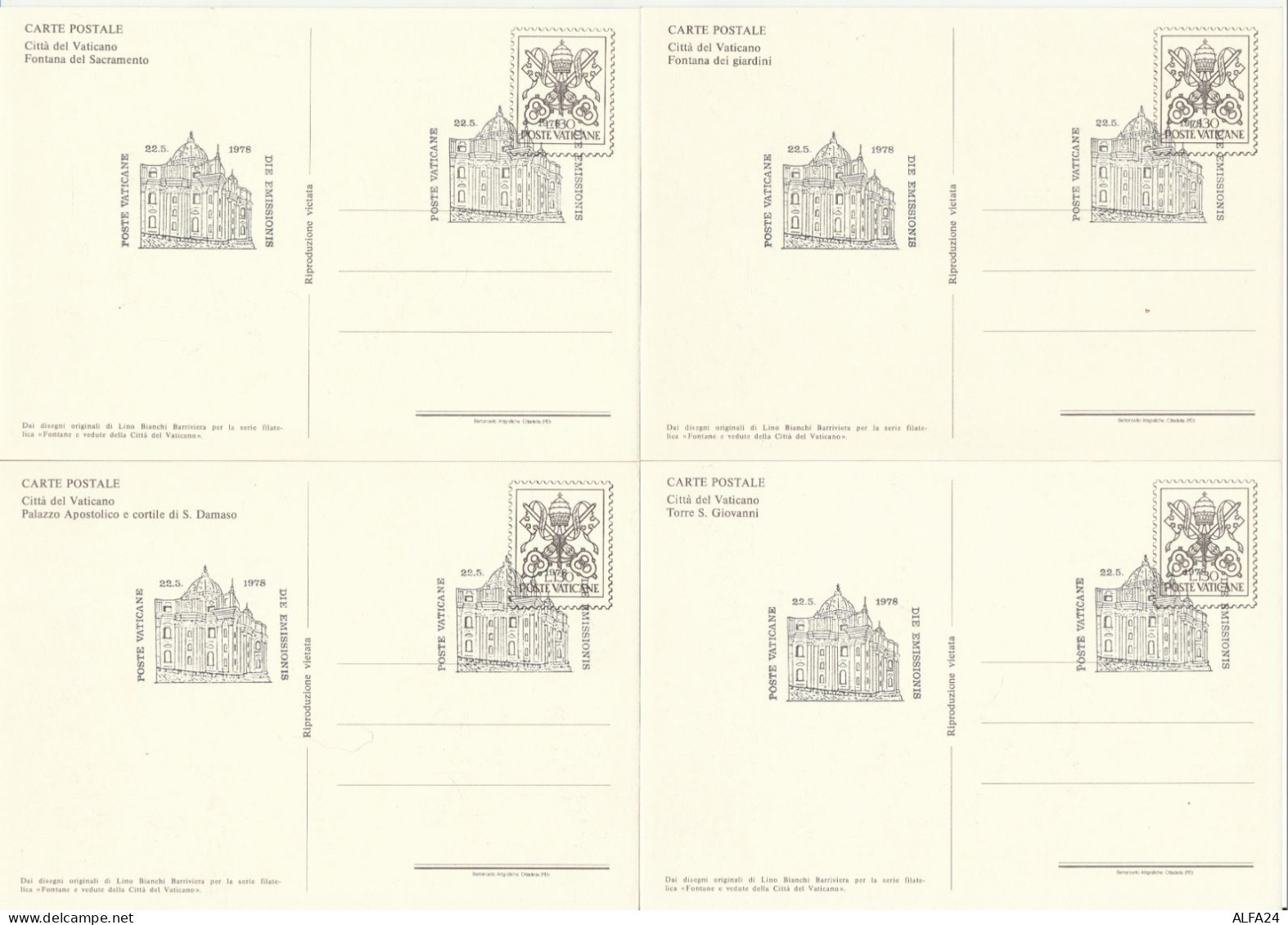 SERIE 6 INTERI POSTALI VATICANO FDC ARCHITETTURE E FONTANE (MX323 - Ganzsachen