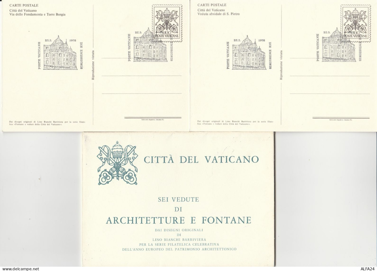 SERIE 6 INTERI POSTALI VATICANO FDC ARCHITETTURE E FONTANE (MX323 - Ganzsachen