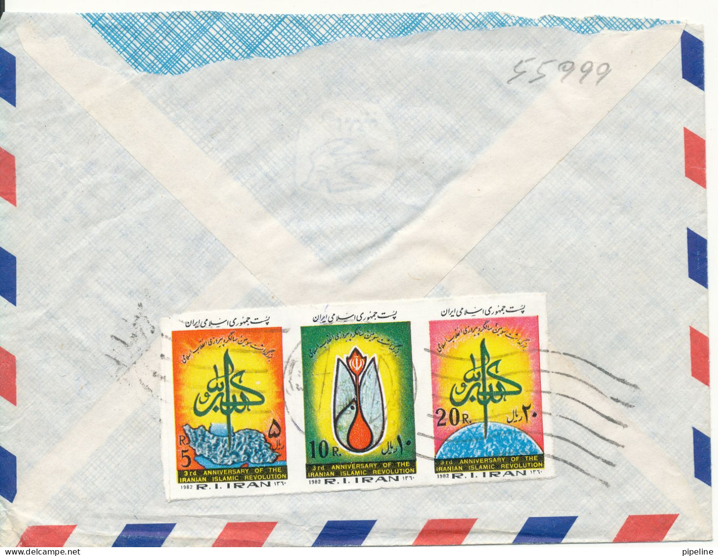 Iran Registered Air Mail Cover Sent To Denmark With Stamps On Front And Backside Of The Cover - Iran