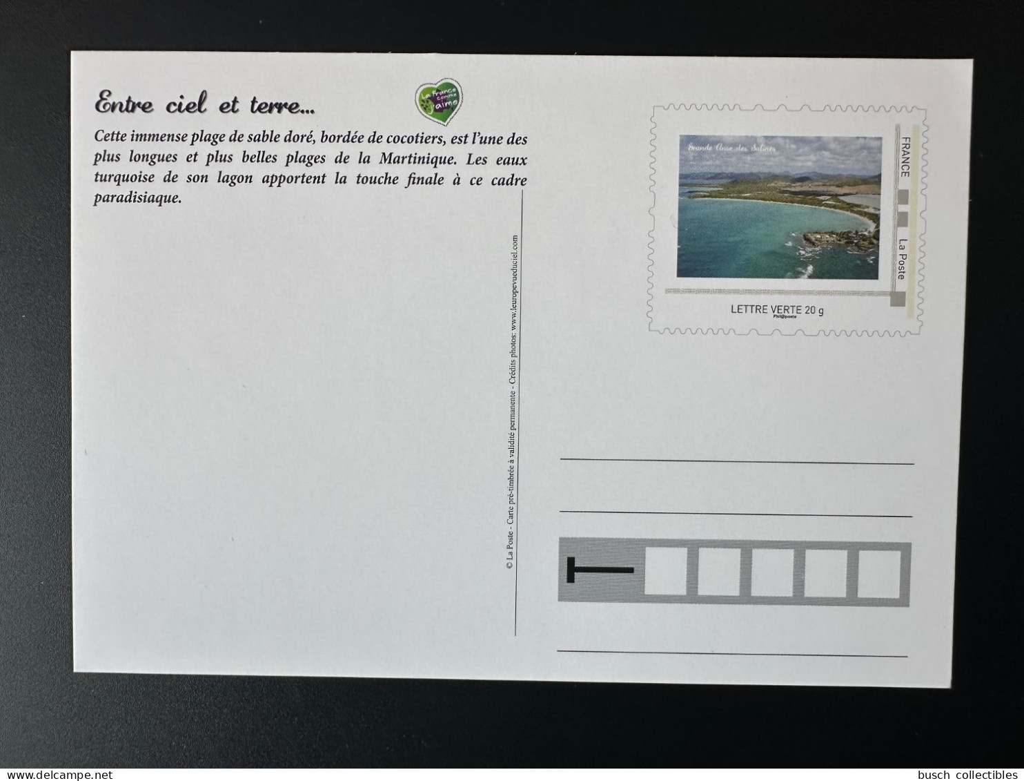 France Stationery Carte Postale Entier Ganzsache Grande Anse Des Salines Martinique Montimbramoi Entre Ciel Et Terre - Pseudo-interi Di Produzione Ufficiale