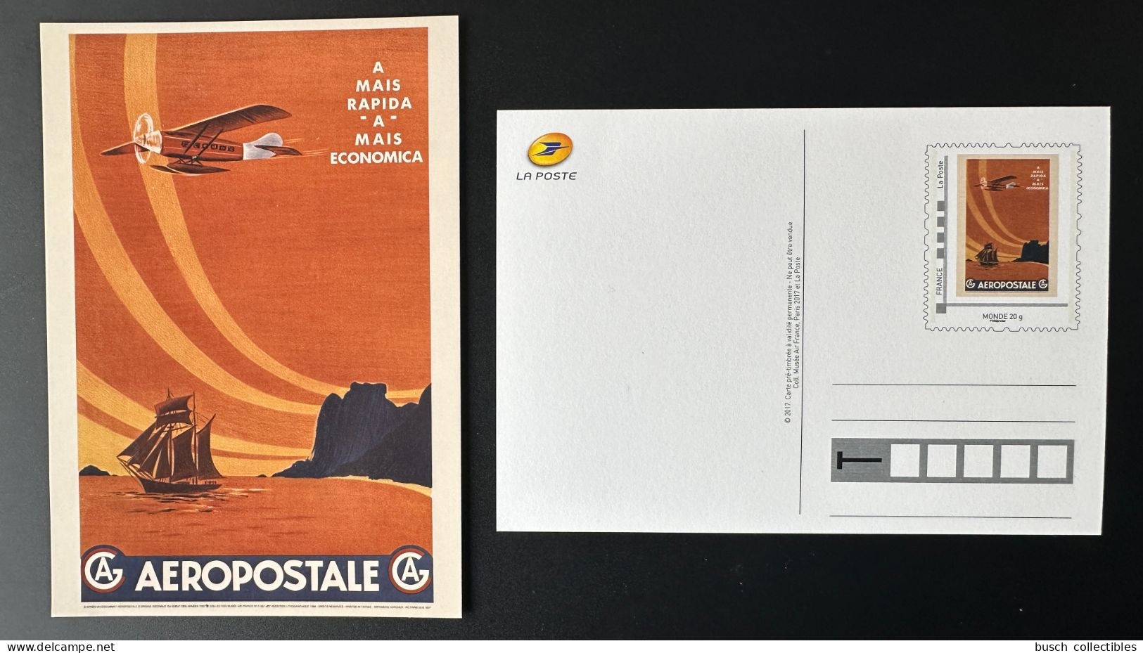 France 2017 Stationery Carte Postale Entier Ganzsache Aeropostale Musée Air France Economica Avion Airplane Flugzeug - Pseudo-entiers Officiels