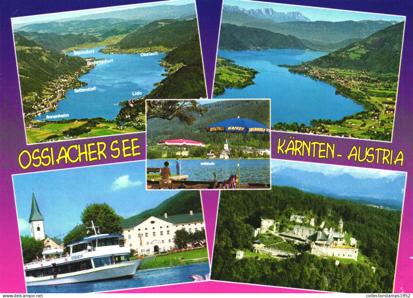 OSSIACHERSEE, CARINTHIA, MULTIPLE VIEWS, LAKE, ARCHITECTURE, SHIP, CASTLE, UMBRELLA, AUSTRIA - Ossiachersee-Orte