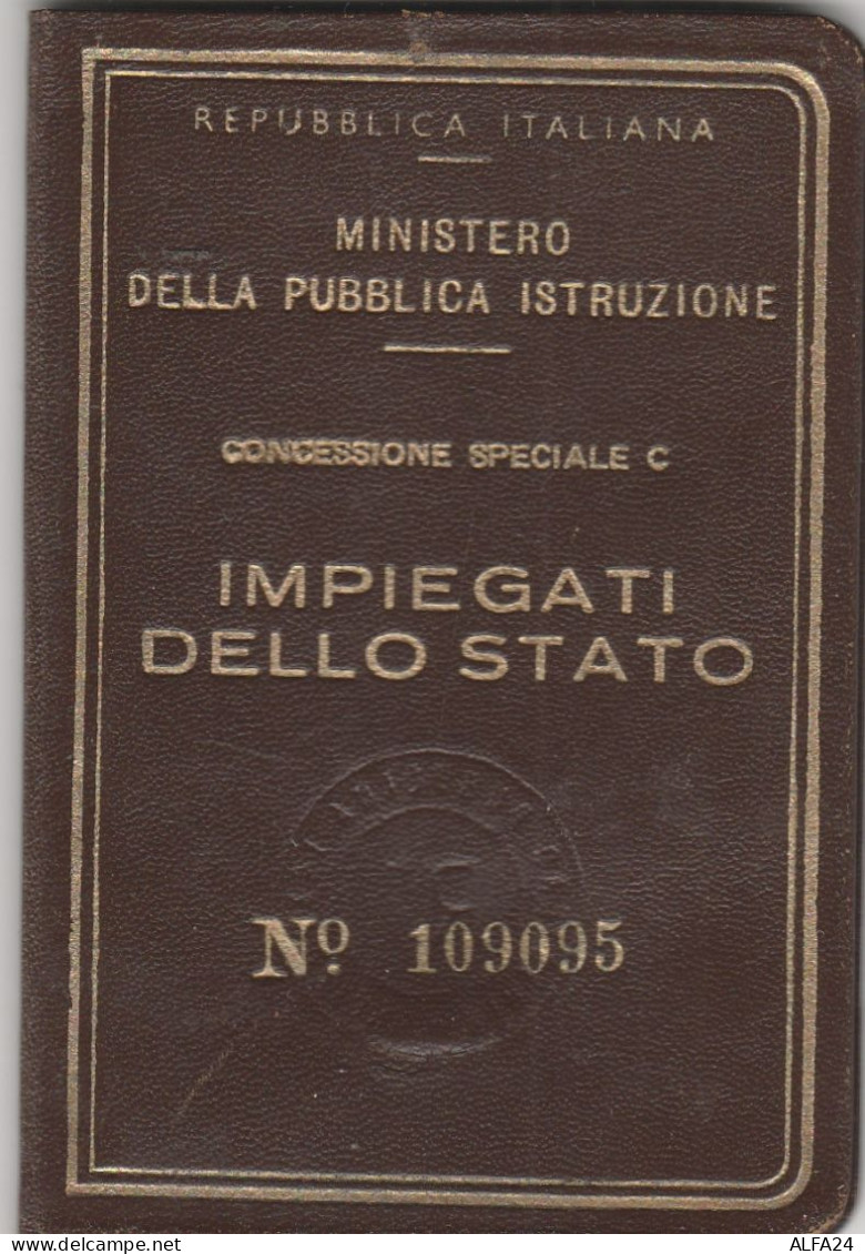 TESSERA FERROVIE CONCESSIONE C IMPIEGATI 1949 (MZ638 - Europe