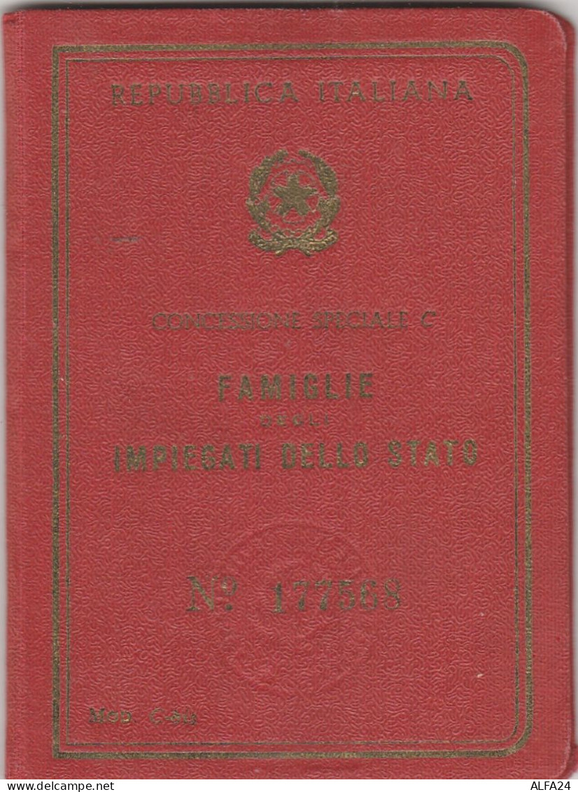 TESSERA FERROVIE FAMIGLIE IMPIEGATI CONCESISONE C 1951 (MZ622 - Europe