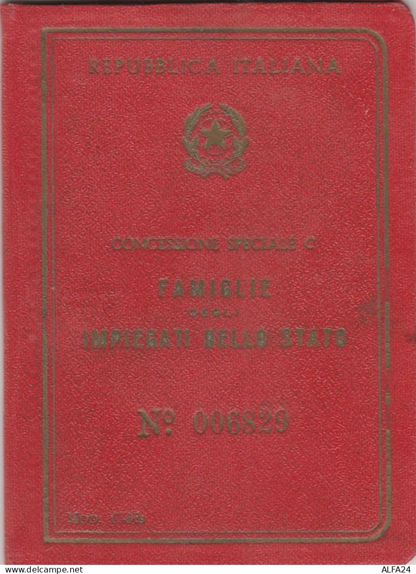 TESSERA ABBONAMENTO FERROVIE FAMIGLIE IMPIEGATI DELLO STATO 1950 (MZ607 - Europe