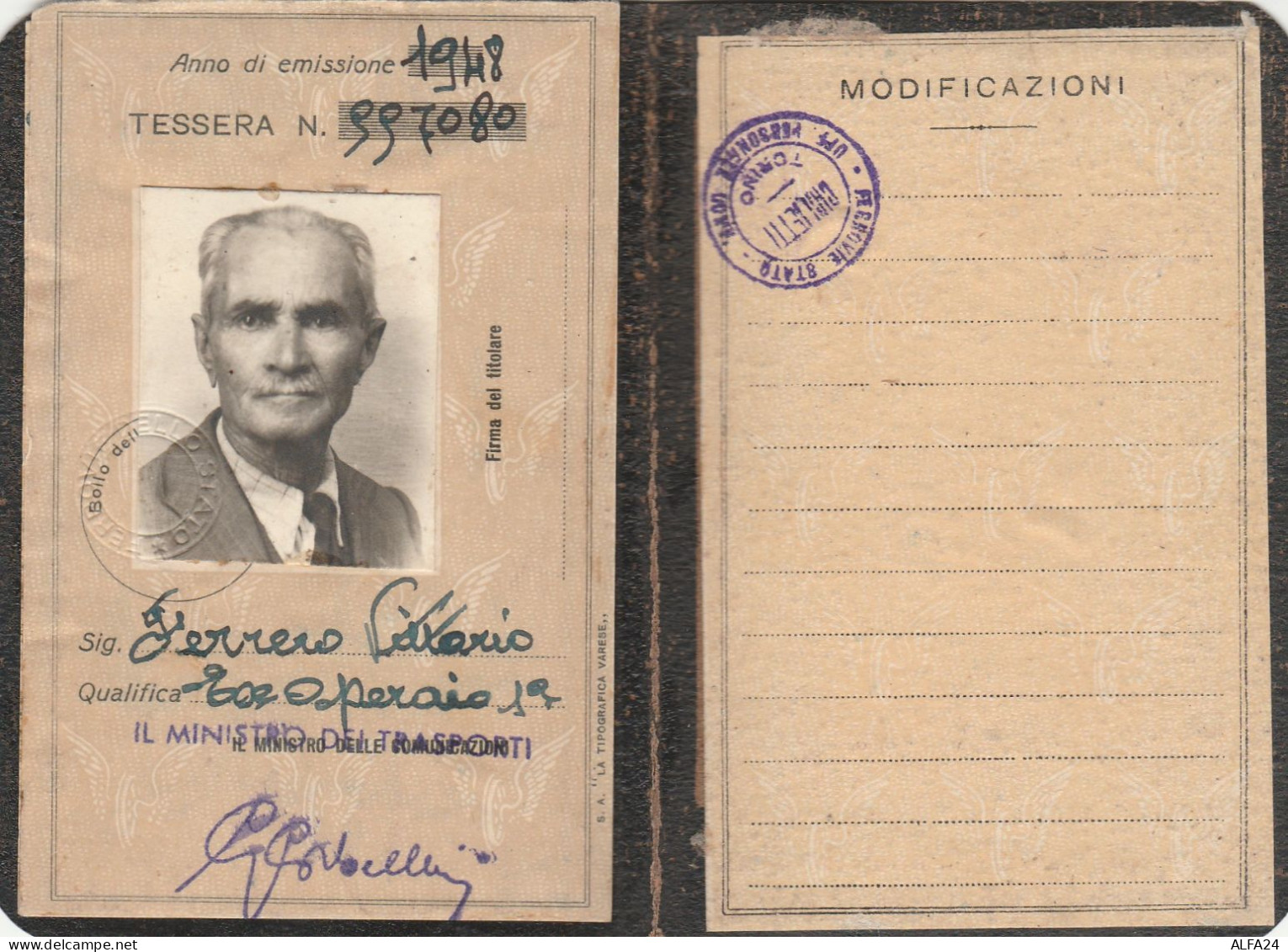 TESSERA FERROVIE DELLO STATO 1948 (MZ608 - Europe