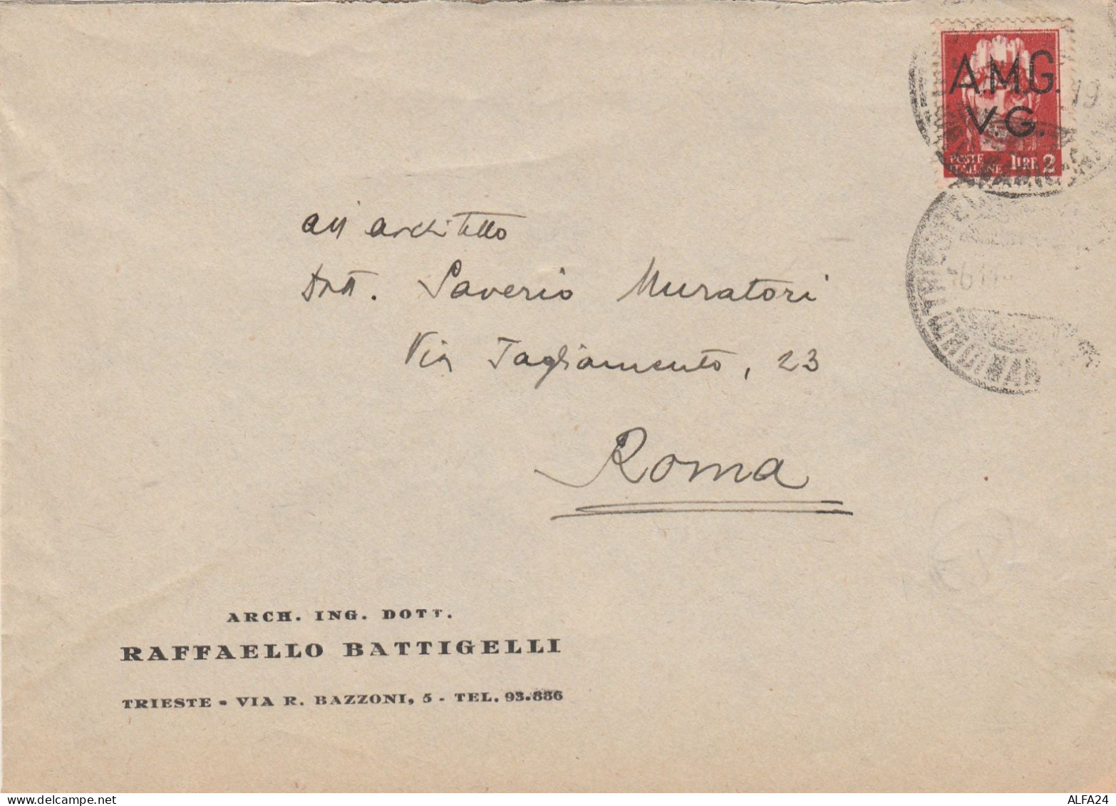 LETTERA FINE ANNI 40 L.2 AMG VG (MZ97 - Marcofilie