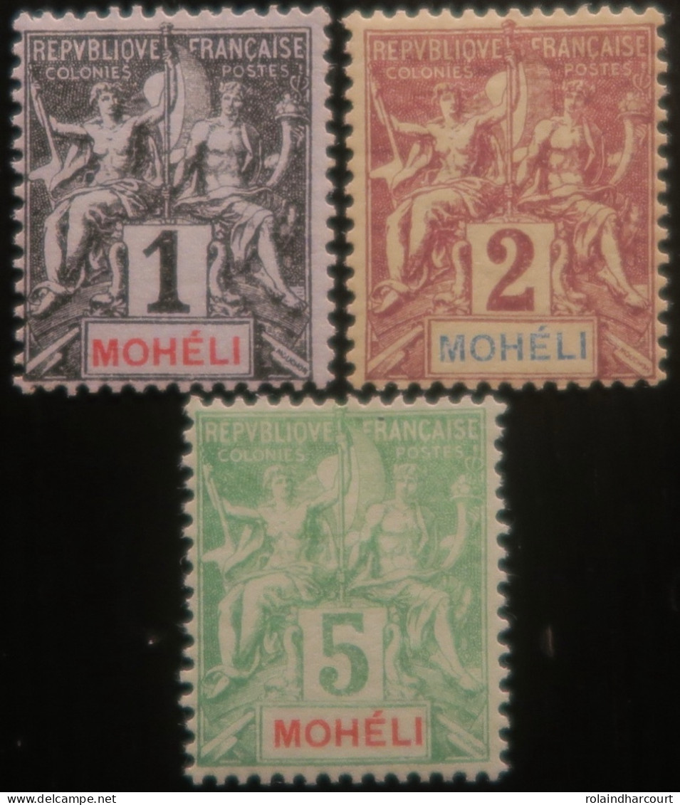 LP3972/228 - 1906/1907 - COLONIES FRANÇAISES - MOHELI - N°1-2-4 NEUFS* - Unused Stamps