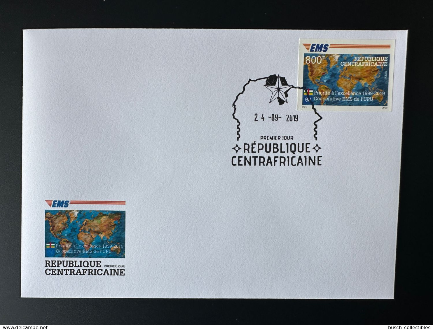 Central Africa Centrafrique 2019 Mi. 9030 FDC 1er Jour ND IMPERF Joint Issue EMS 20 Years Emission Commune E.M.S. UPU - Zentralafrik. Republik