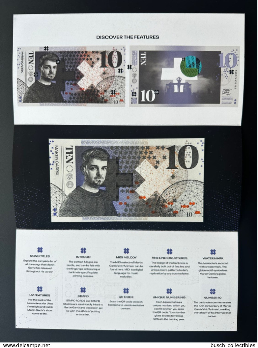 2023 Martin Garrix Charity Banknote Netherlands Nederland 10 Royal Joh. Enschede UNC SPECIMEN ESSAY In Folder Music - Specimen