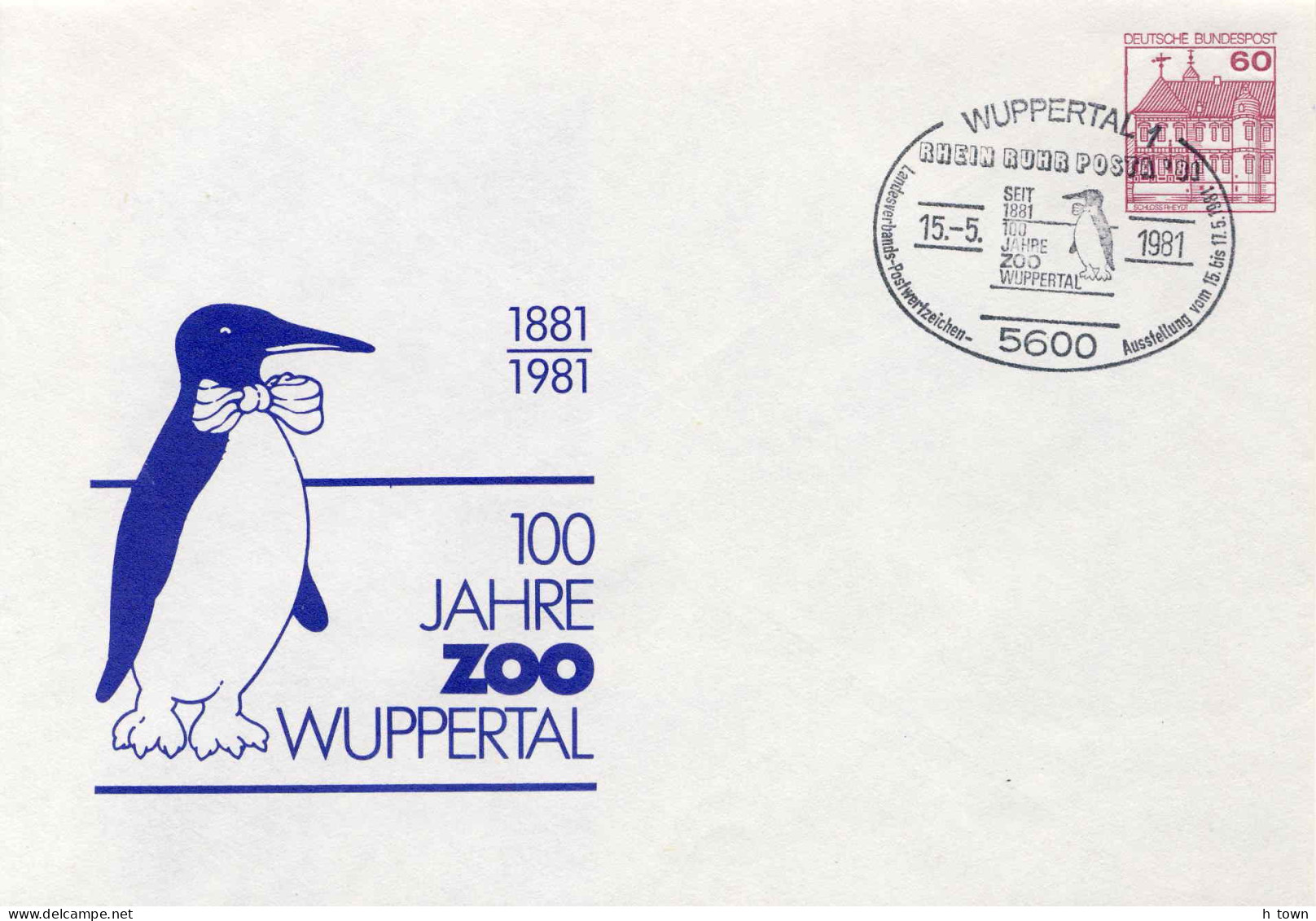 930  Manchot Pingouin, Zoo: PAP D'Allemagne, 1981 - Penguin, Wuppertal Zoo Postal Stationery Cover From Germany - Pinguini