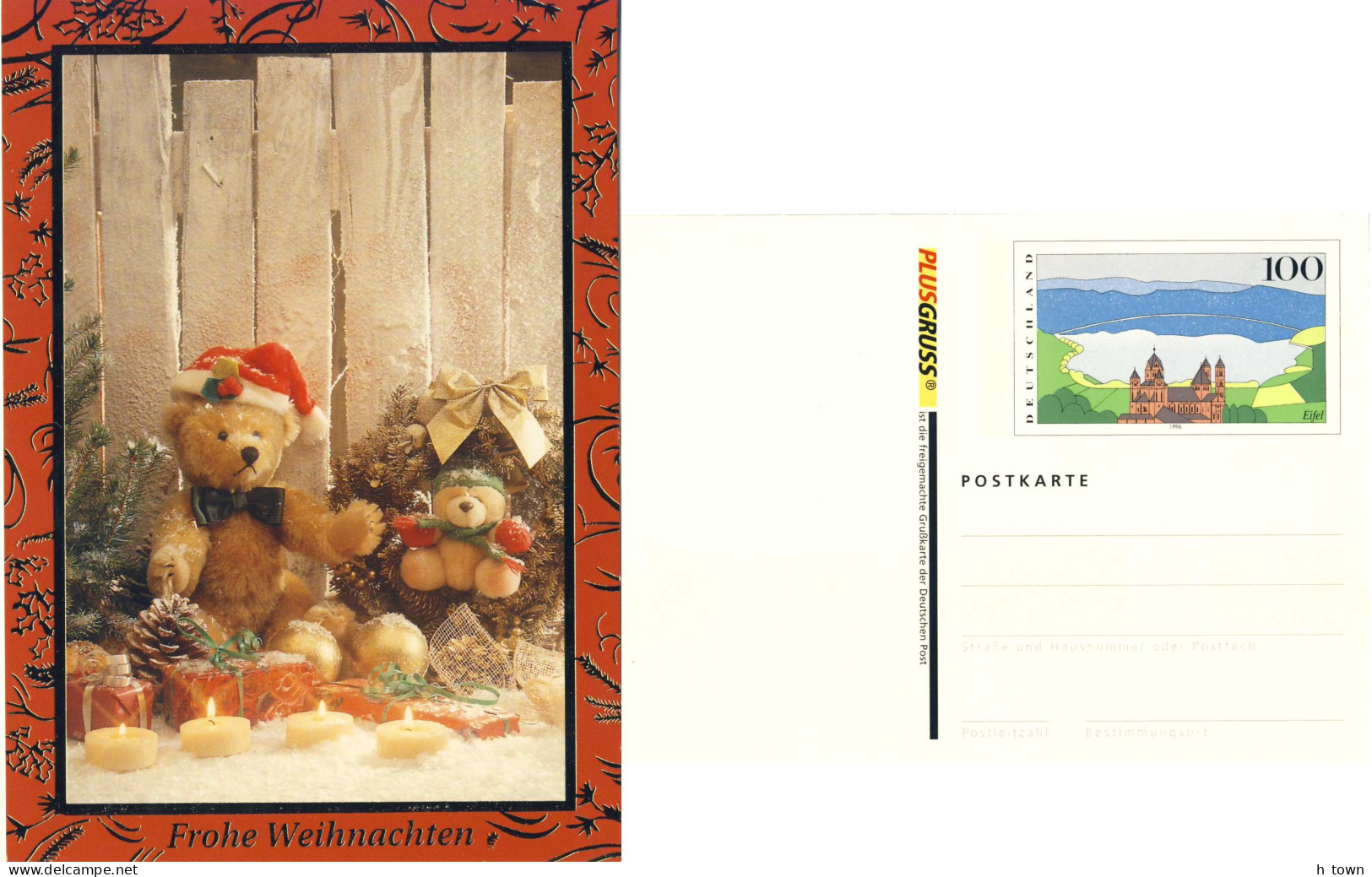 822  Ours En Peluche: Entier (c.p.) D'Allemagne, 1999 - Teddy Bear Stationery Postcard From Germany. Christmas Noël - Bambole