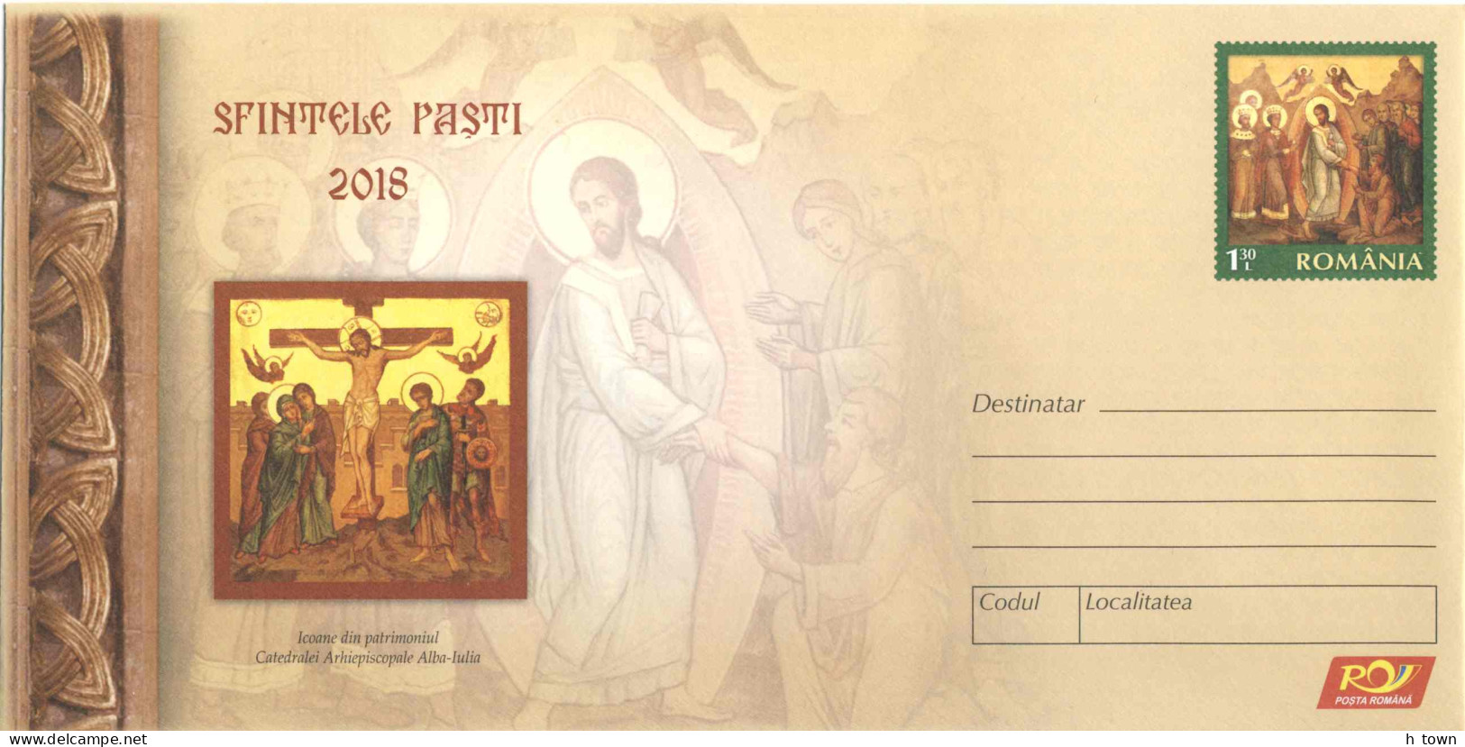 824  Icône, Pâques: PAP 2018  - Icon Of The Eastern Orthodox Church: Postal Stationery Cover - Quadri
