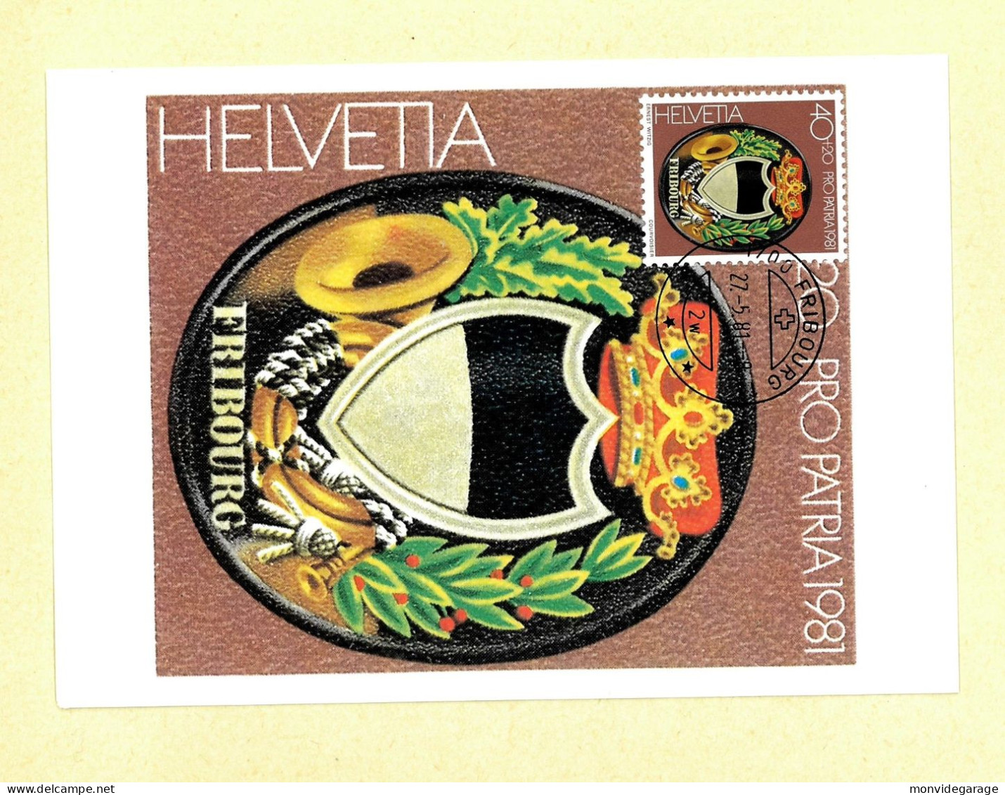 Helvetia - Fribourg - Pro Patria - 27 05 1981 - Marron 031-2 - Brieven En Documenten