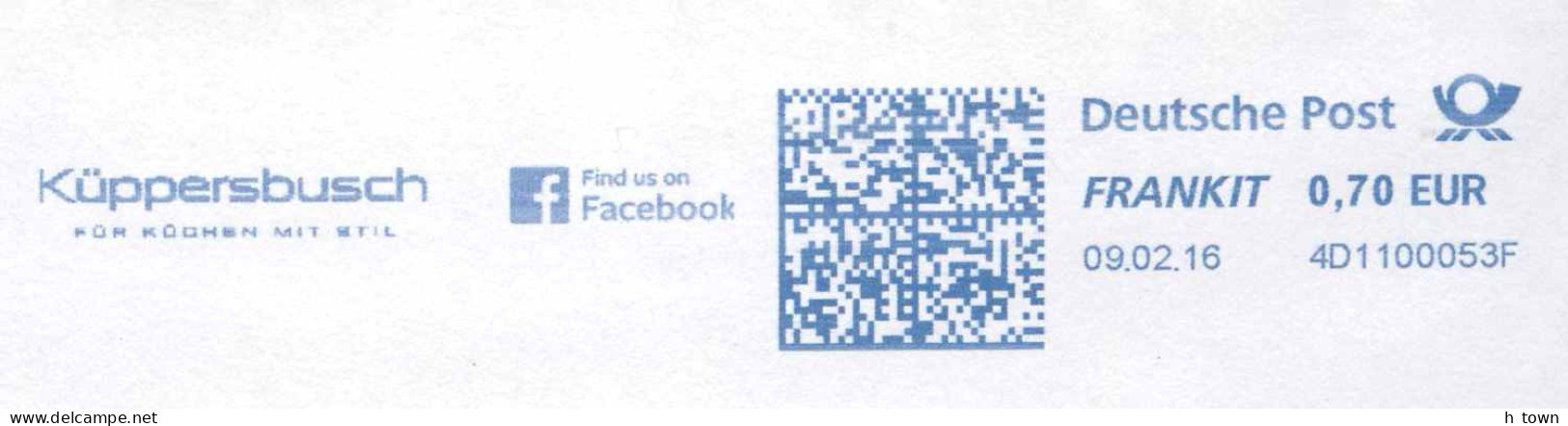 829  Internet, Social Media - "Find Us On Facebook": Meter Stamp From Germany. Informatics Computer Küppersbusch - Computers