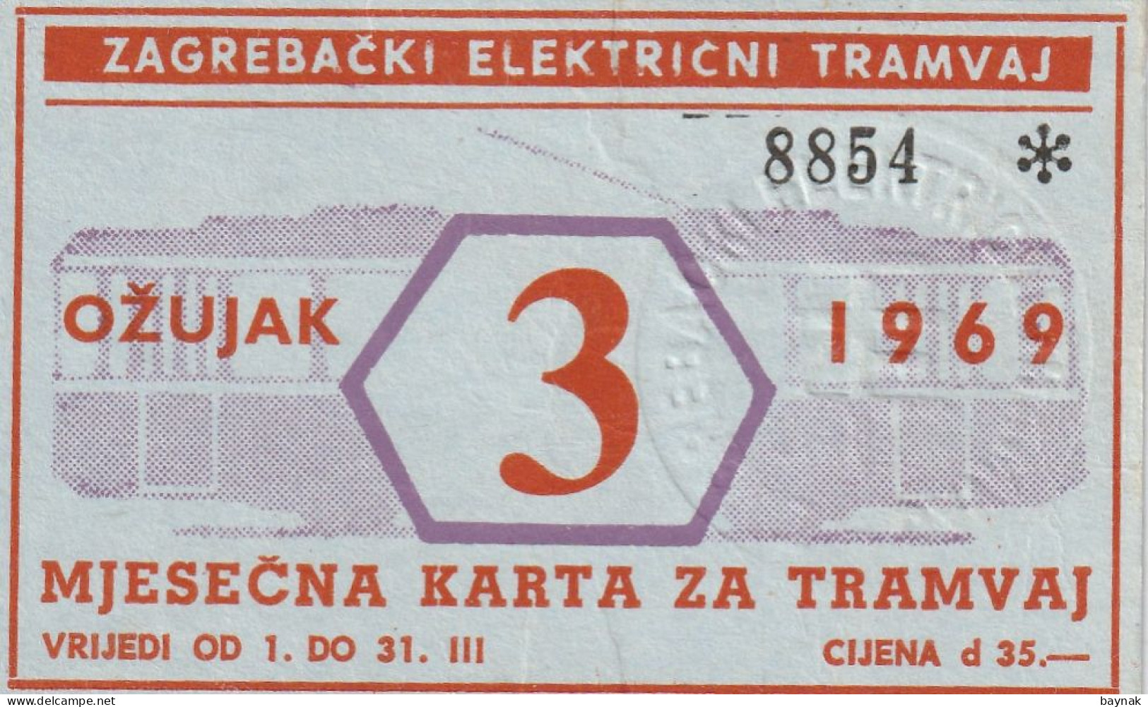 CROATIA  -   LOT  --  2 X    MJESECNA KARTA  ZAGREBACKI ELEKTRICNI TRAMVAJ   --  Mart / April 1969 - Unclassified