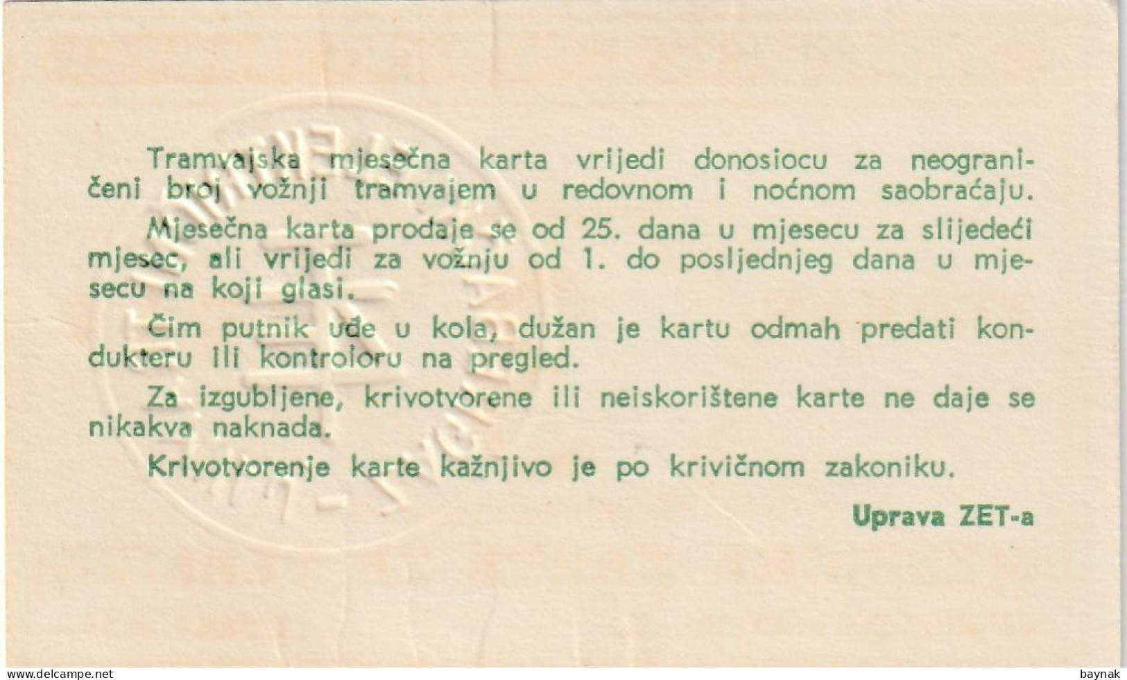 CROATIA  -   LOT  --  2 X    MJESECNA KARTA  ZAGREBACKI ELEKTRICNI TRAMVAJ   --  Mart / April 1969 - Ohne Zuordnung