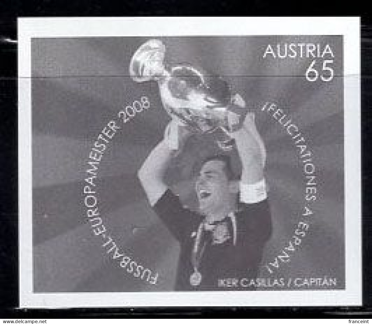 AUSTRIA(2008) Soccer Player Holding Trophy. Black Print. European Champions 2008. - Ensayos & Reimpresiones