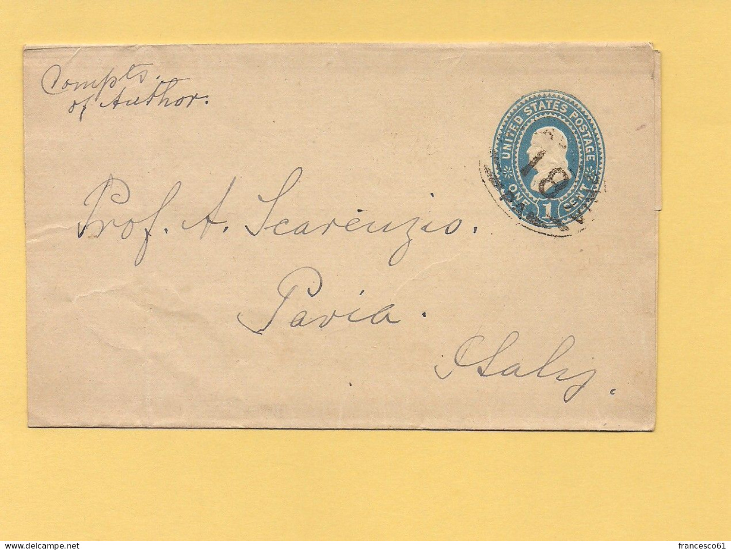 5862) USA Intero Postale One Cent No Timbri Al Verso - 1901-20