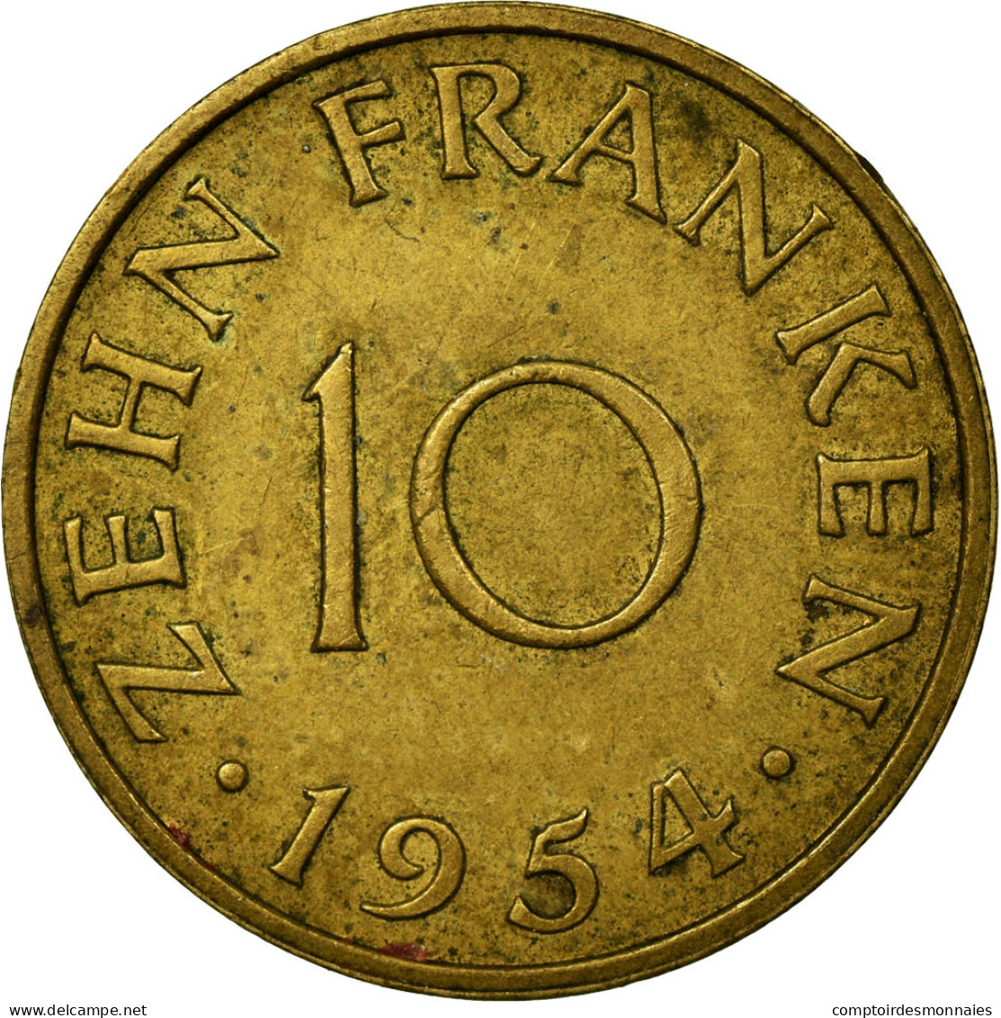 Monnaie, SAARLAND, 10 Franken, 1954, Paris, TTB, Aluminum-Bronze, KM:1 - 10 Franken