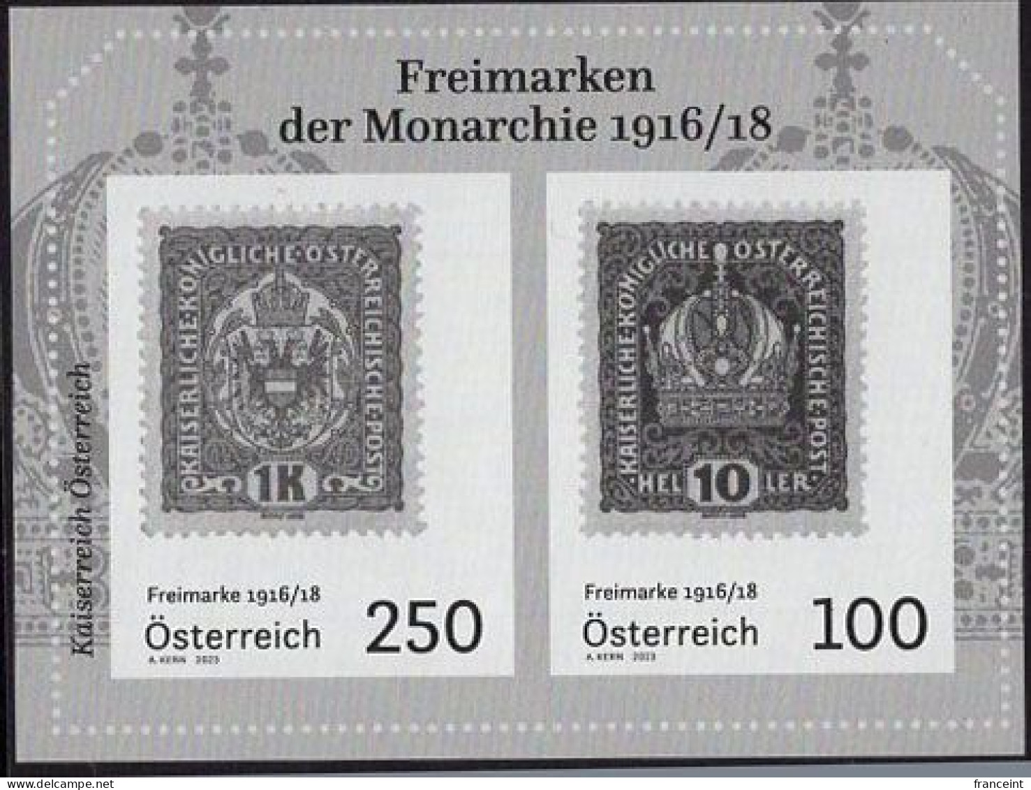 AUSTRIA(2023) Franz Josef's Last Stamps. Black Print Of Minisheet. - Prove & Ristampe