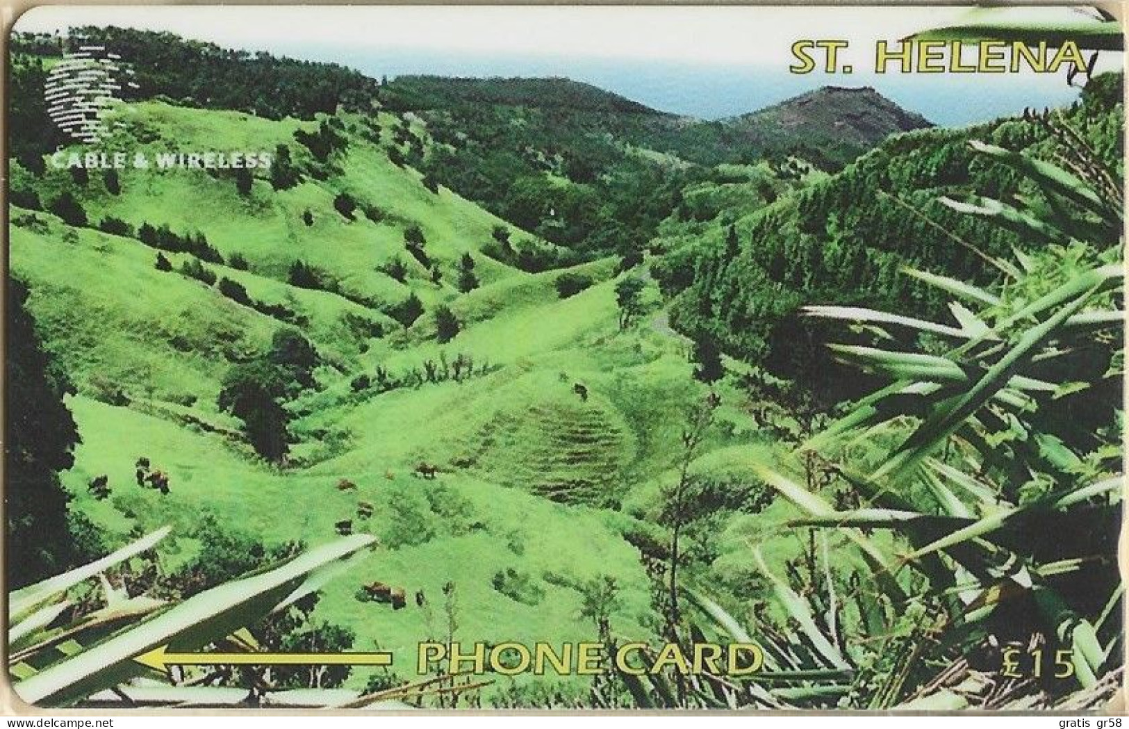 St Helena Isl. - GPT, Sandy Bay Ridges, CN : 325CSHE, 1200ex, 15 £, 1998, VF Used - Isola Sant'Elena