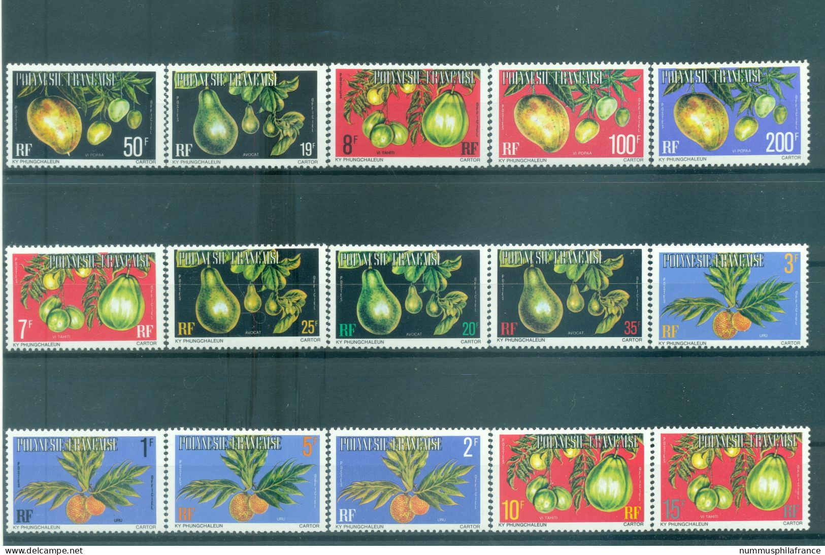 Polynésie Française 1977 - Y & T N. 1/15 Timbres De Service - Fruits (Michel N. D 1A/15A) - Dienstzegels