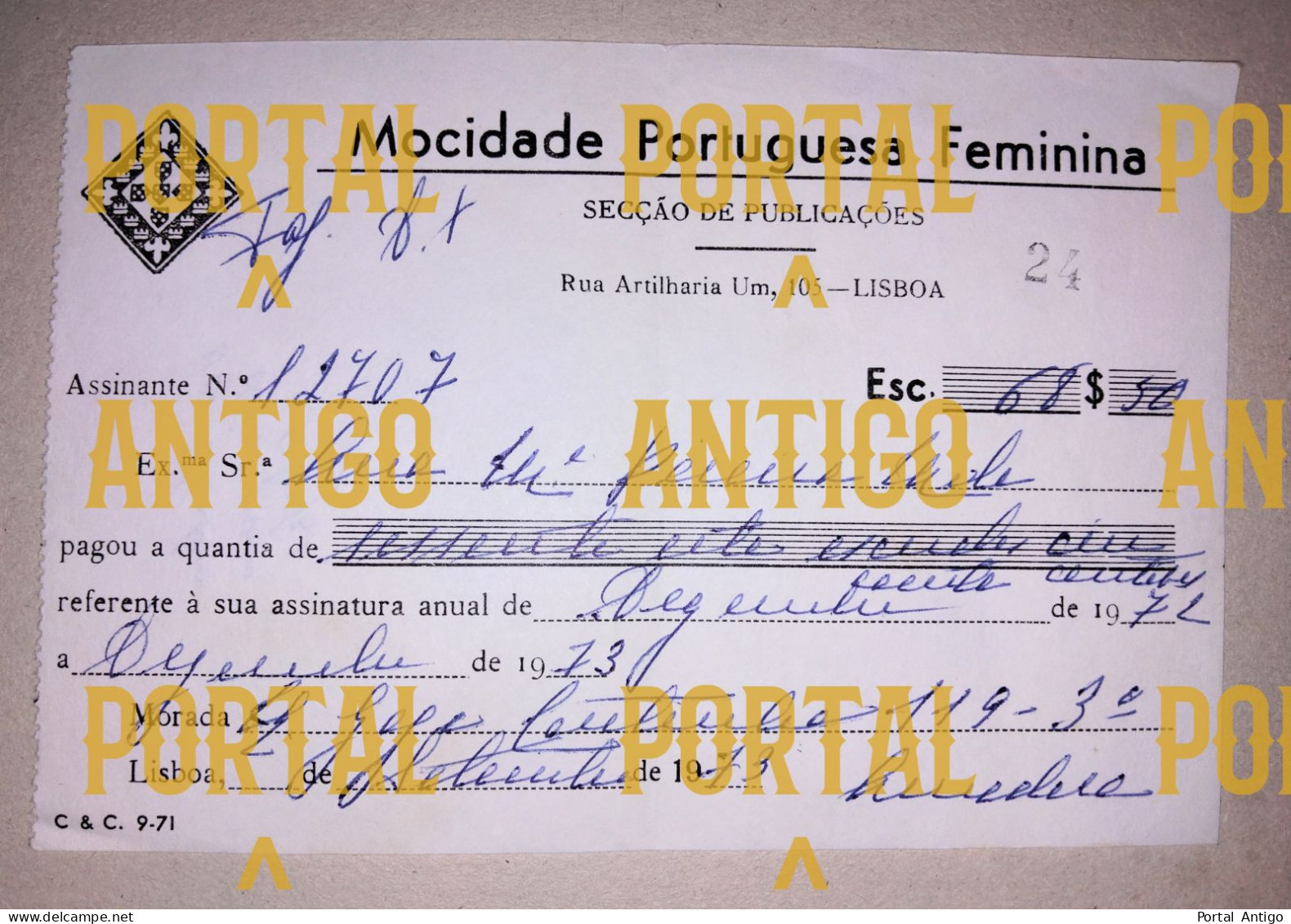 MOCIDADE PORTUGUESA - ESCOLA FEMININA - MILITARES - 1973 Lisboa - Portugal - Dimensão 14,00*10,00 Cm (2 Scans) - Portogallo