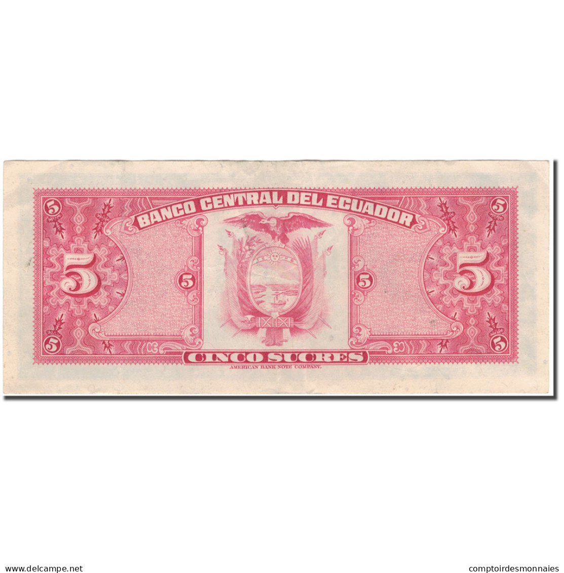 Billet, Équateur, 5 Sucres, 1977-04-29, KM:108a, TTB - Ecuador