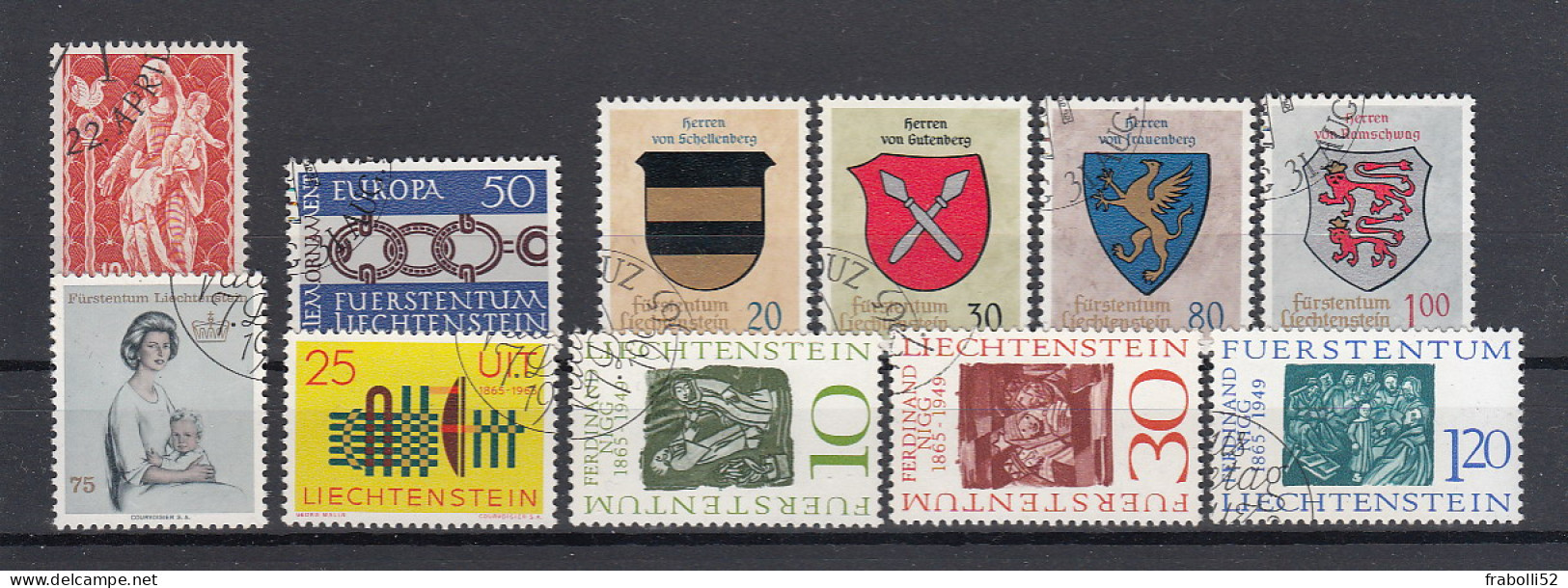 Liechtenstein Usati:  1965 Annata Completa   Lusso - Annate Complete