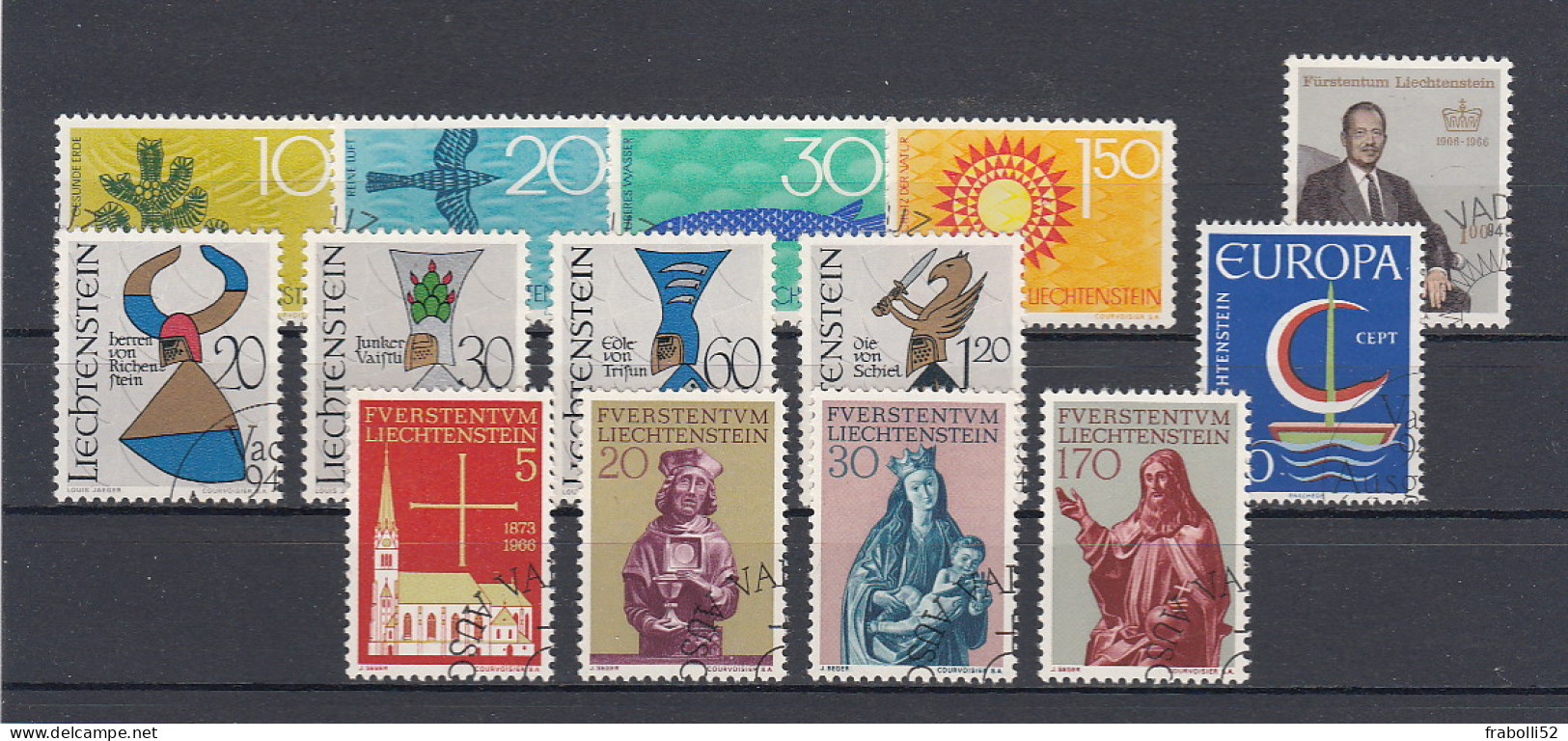 Liechtenstein Usati:  1966 Annata Completa  Lusso - Annate Complete