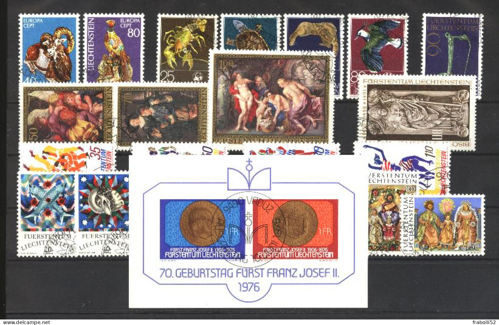 Liechtenstein Usati:  1976 Annata Completa  Lusso  - Annate Complete