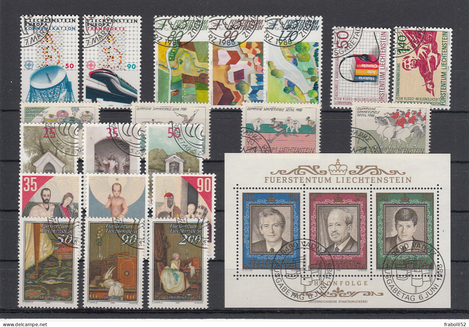 Liechtenstein Usati:  1988 Annata Completa Lusso - Annate Complete