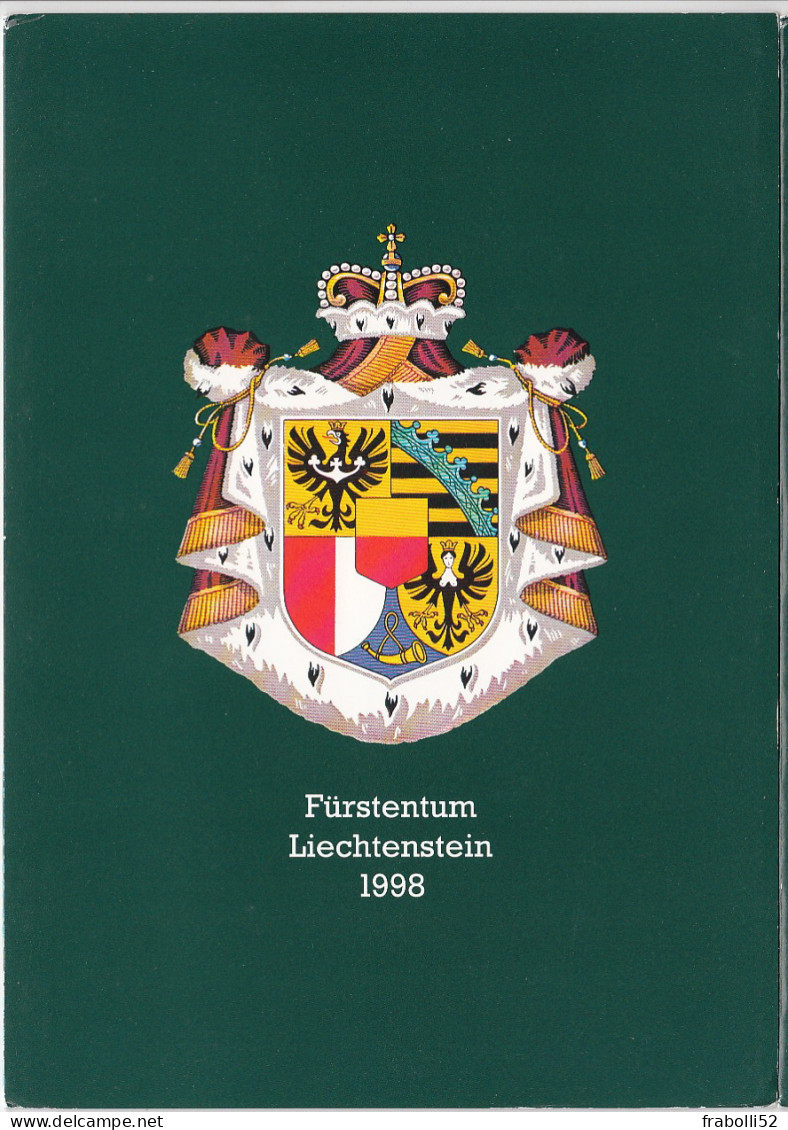 Liechtenstein Usati:  1998 Annata  Completa  Lusso Su Libretto Ufficiale Poste - Annate Complete