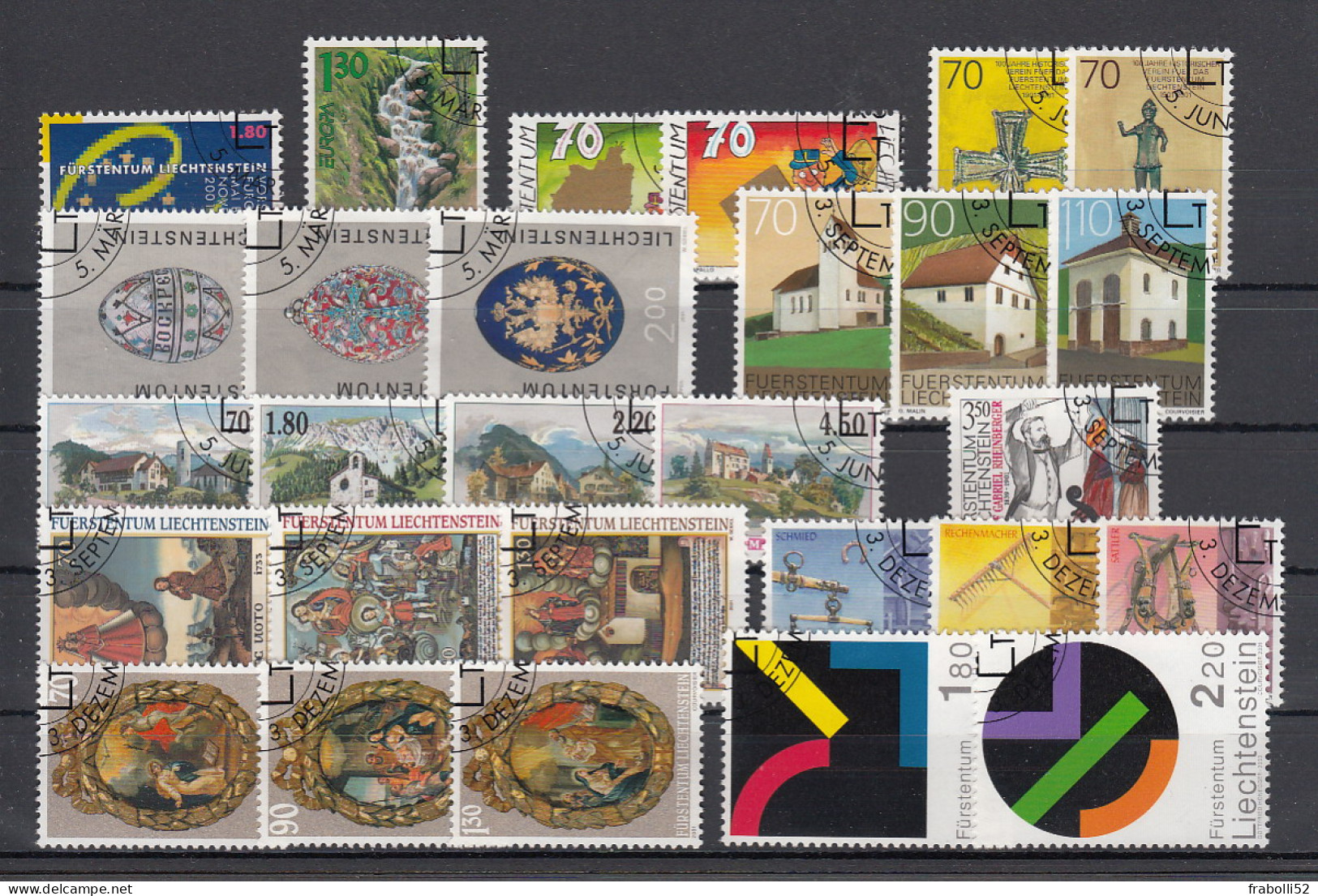 Liechtenstein Usati:  2001 Annata Completa Lusso - Annate Complete