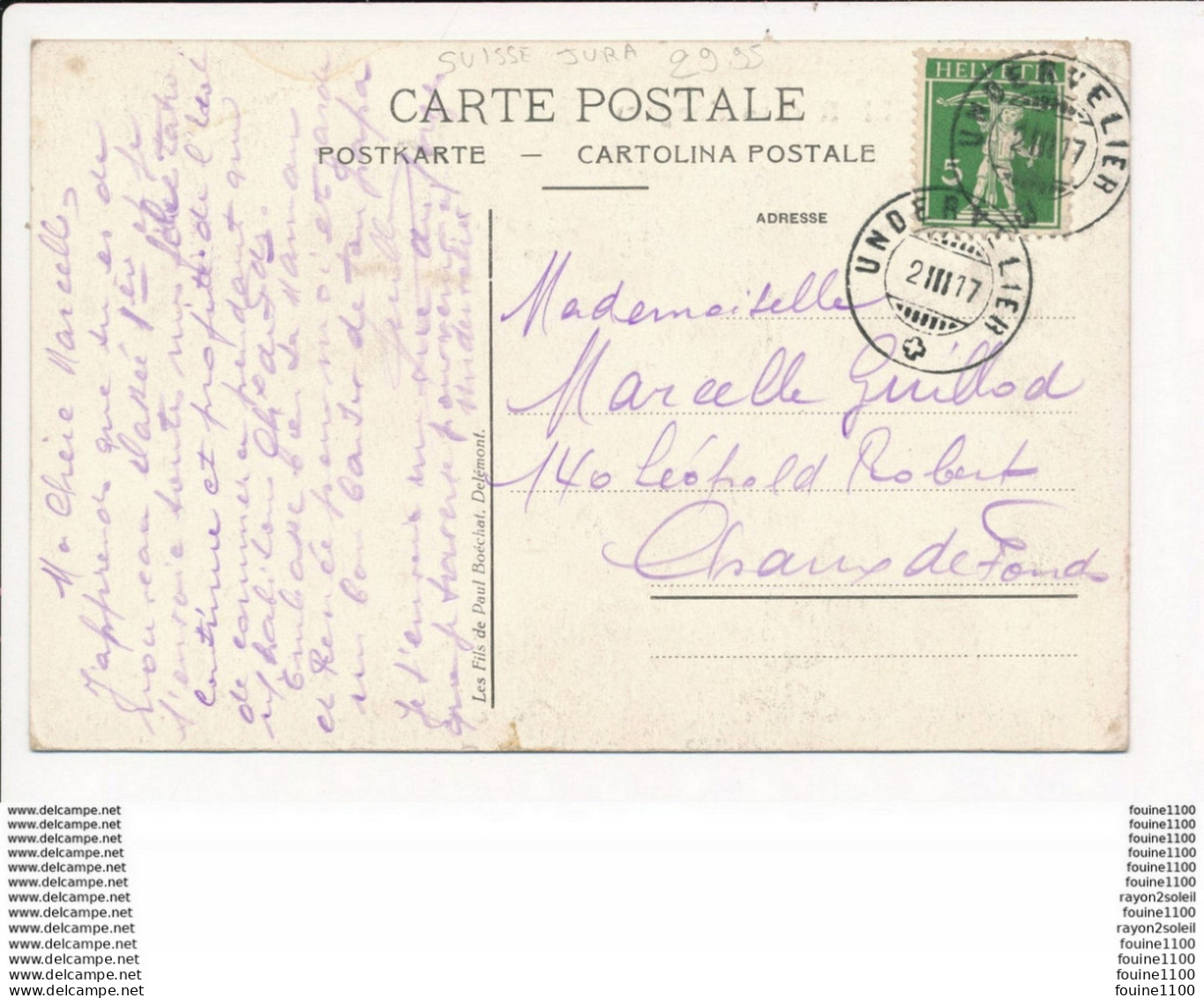 Carte  UNDERVELIER ( Les Forges ) ( Recto Verso ) - Undervelier