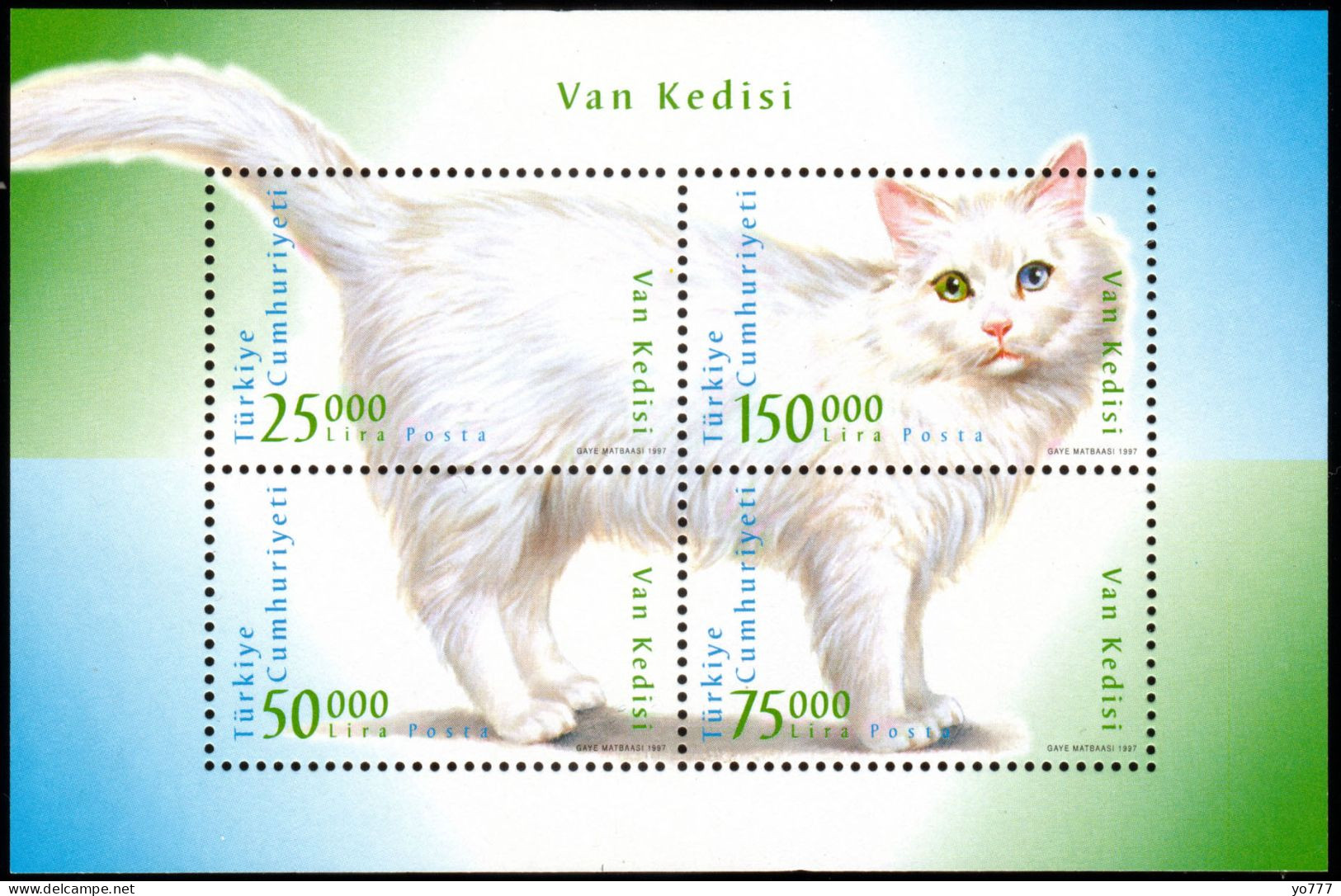 (3105-08 Bl33) TURKEY CAT OF VAN SOUVENIR SHEET MNH** - Nuevos