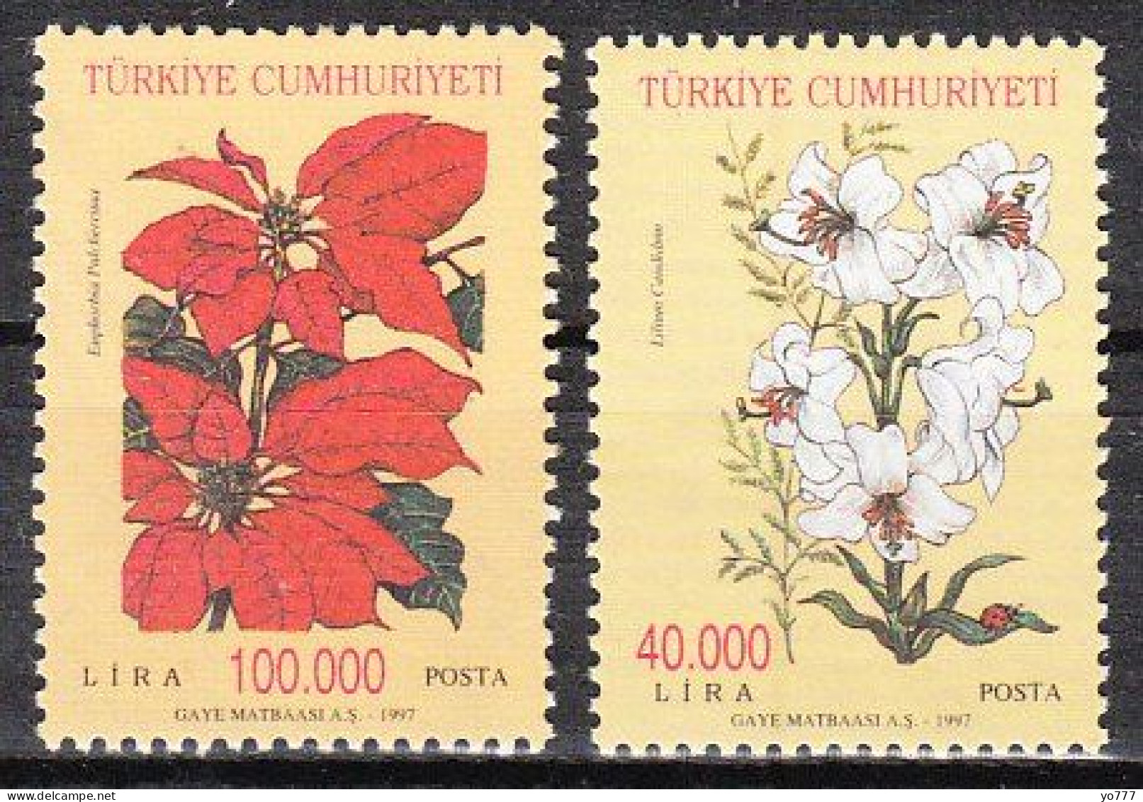 (3124-25) Flowers Poinsettia Madonna Lily Set MNH** - Nuovi