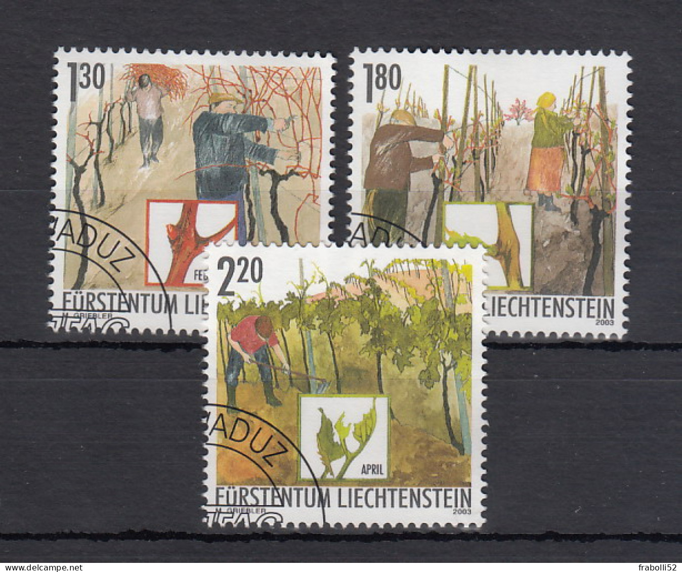 Liechtenstein Usati:  N. 1252-4  Lusso. - Oblitérés