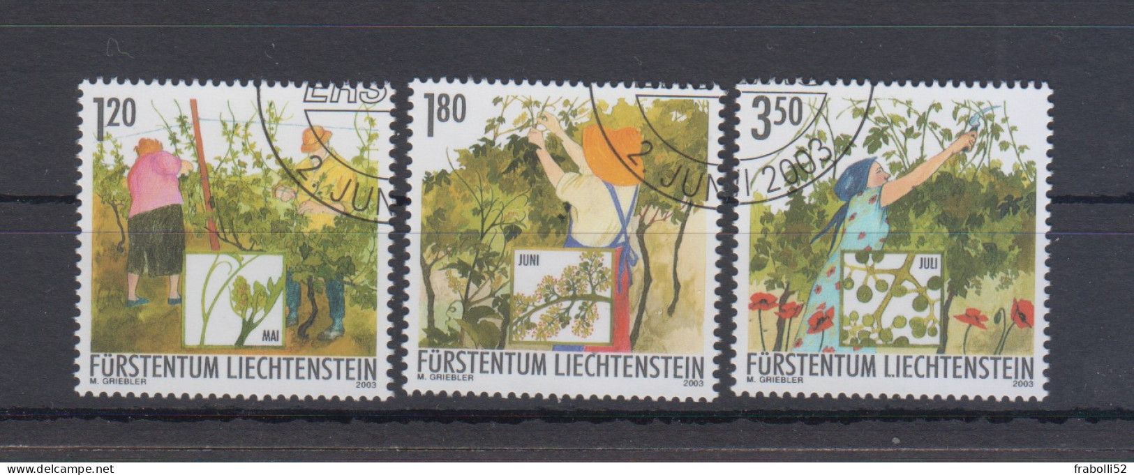 Liechtenstein Usati:  N. 1257-9  Lusso - Oblitérés