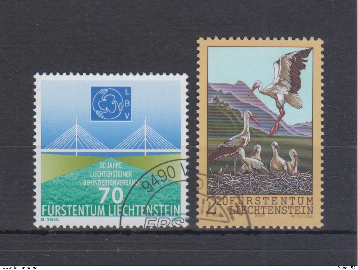 Liechtenstein Usati:  N. 1262 E 1266  Lusso - Oblitérés