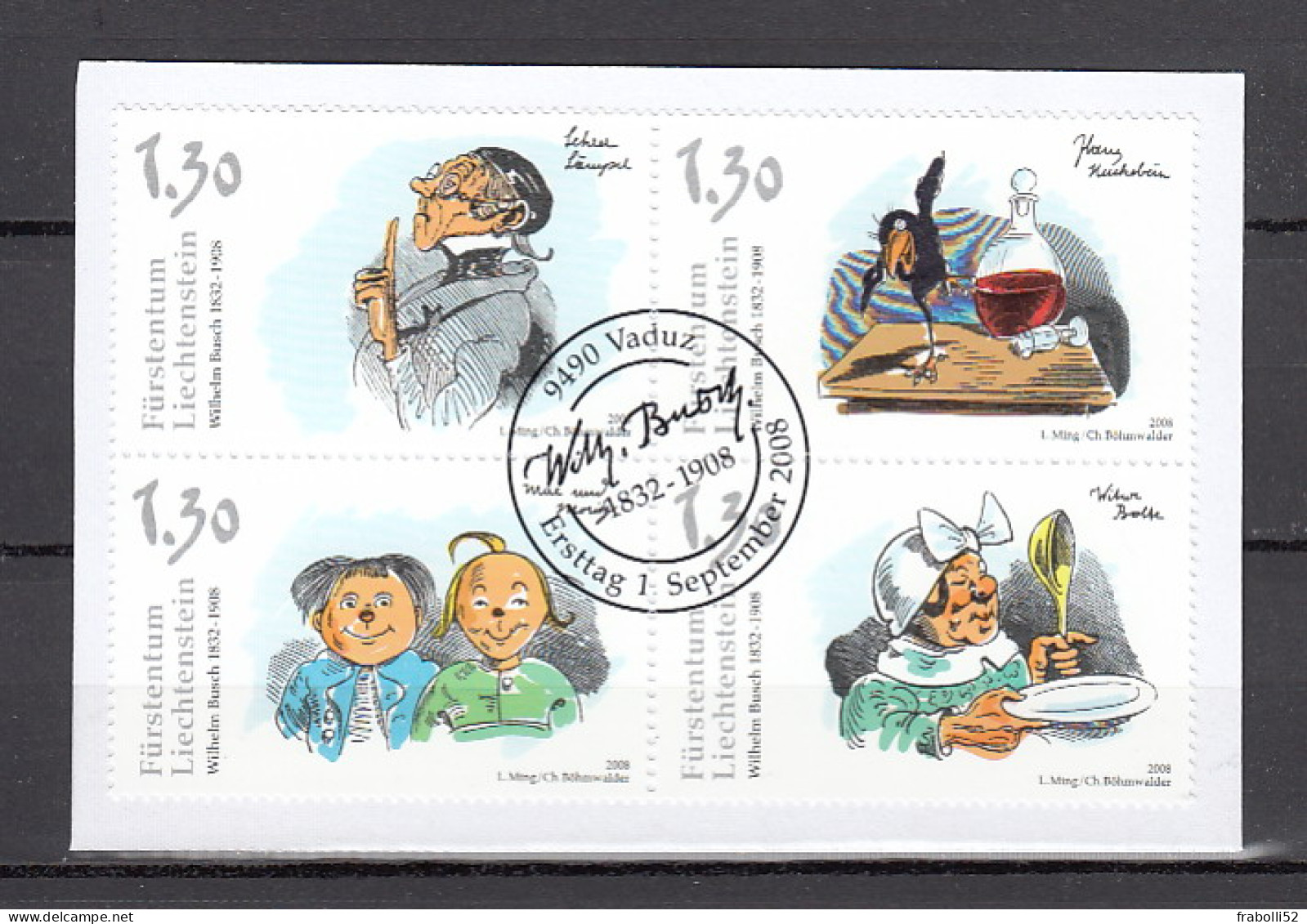 Liechtenstein Usati:  N. 1431-8 Su Frammento Con Annullo Primo Giorno (FDC) - Used Stamps